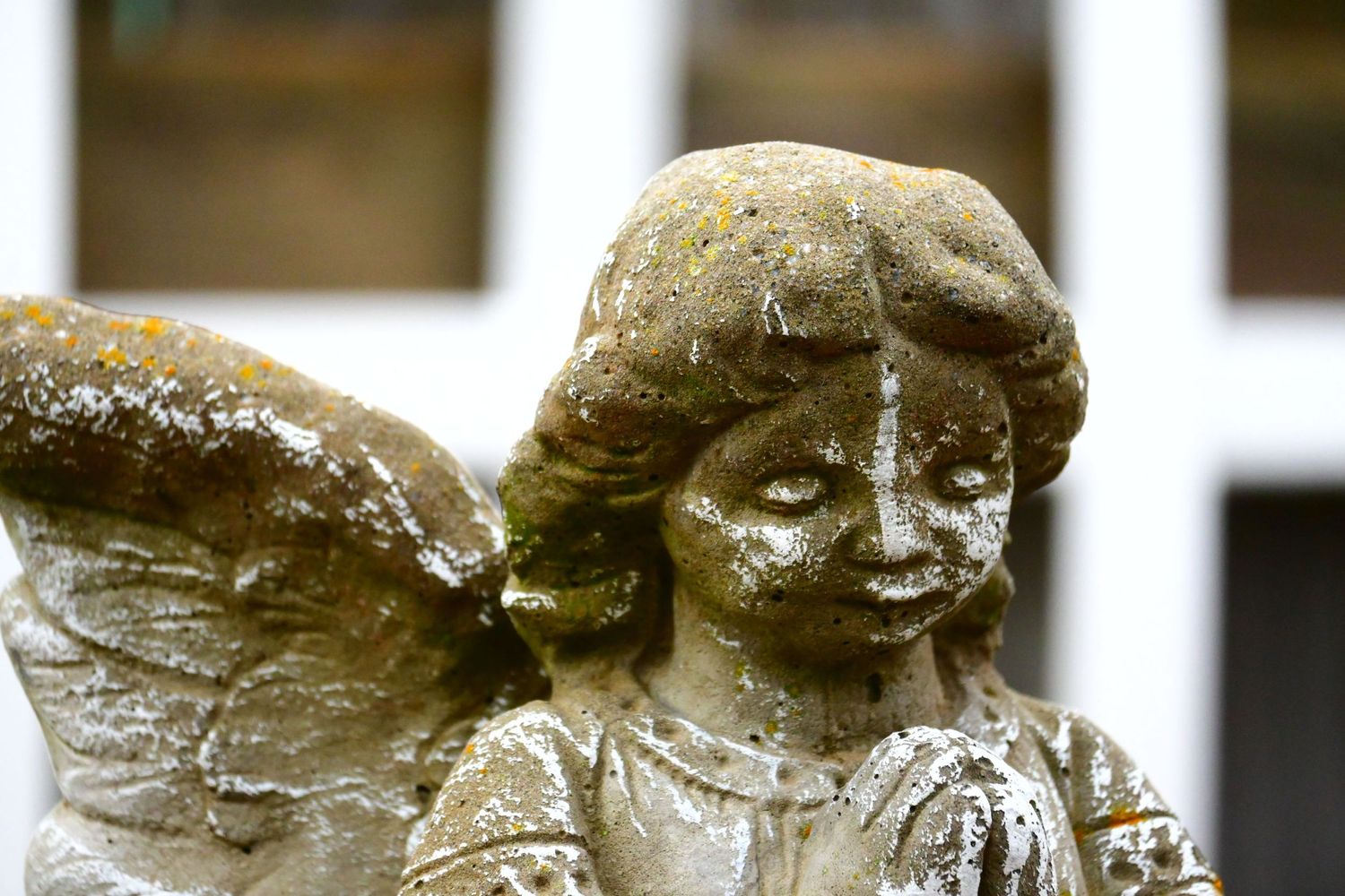 Concrete angel garden statue