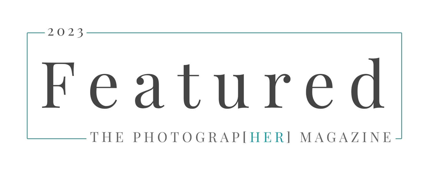 Modern photographer magazine featured text logo with geometric border design.
