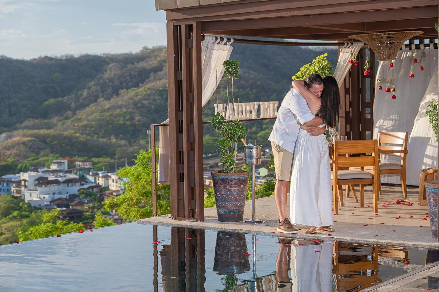 Sunset proposal overlooking the ocean in Guanacaste Costa Rica