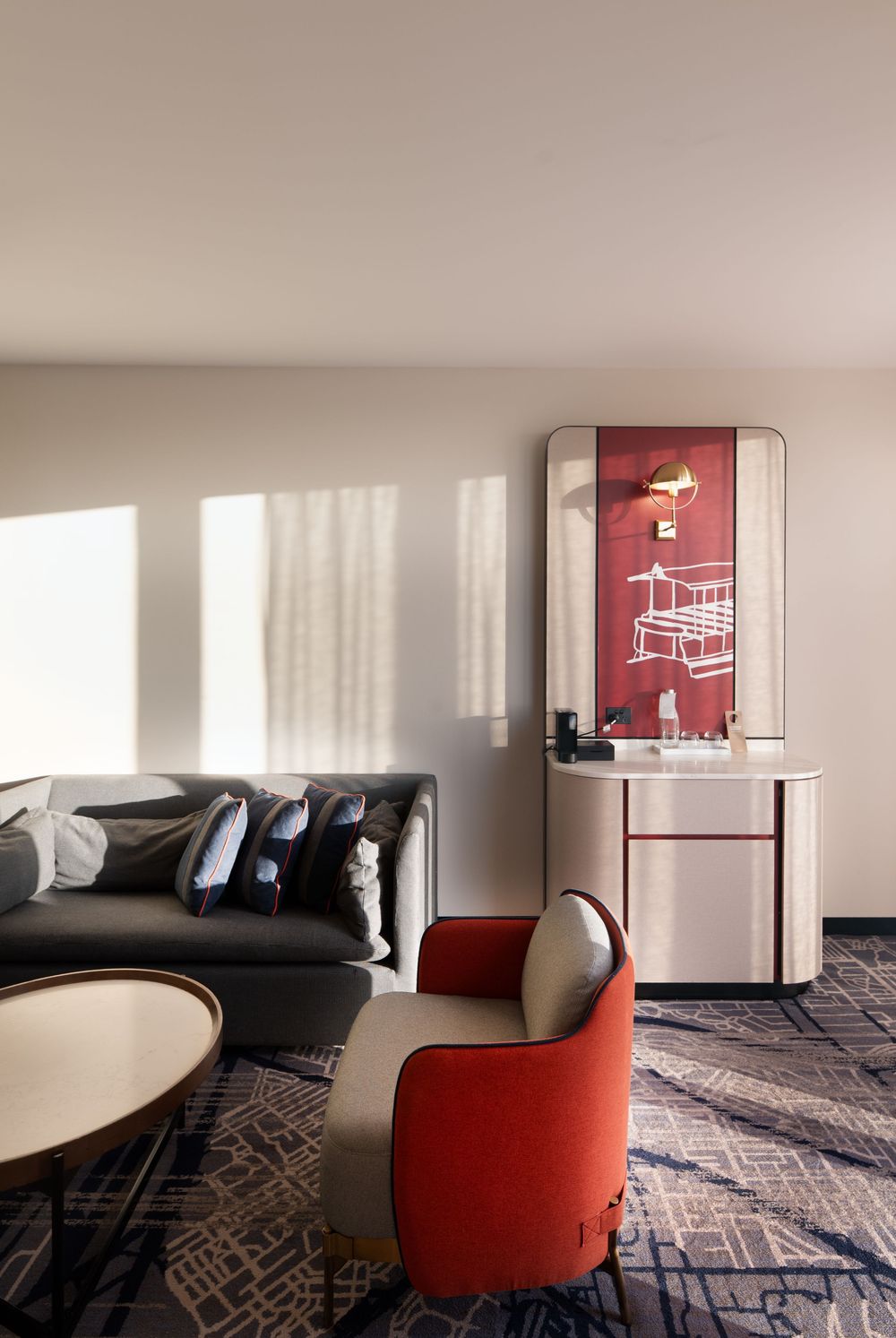 Commercial interior photography documenting contemporary hotel rooms and guest spaces