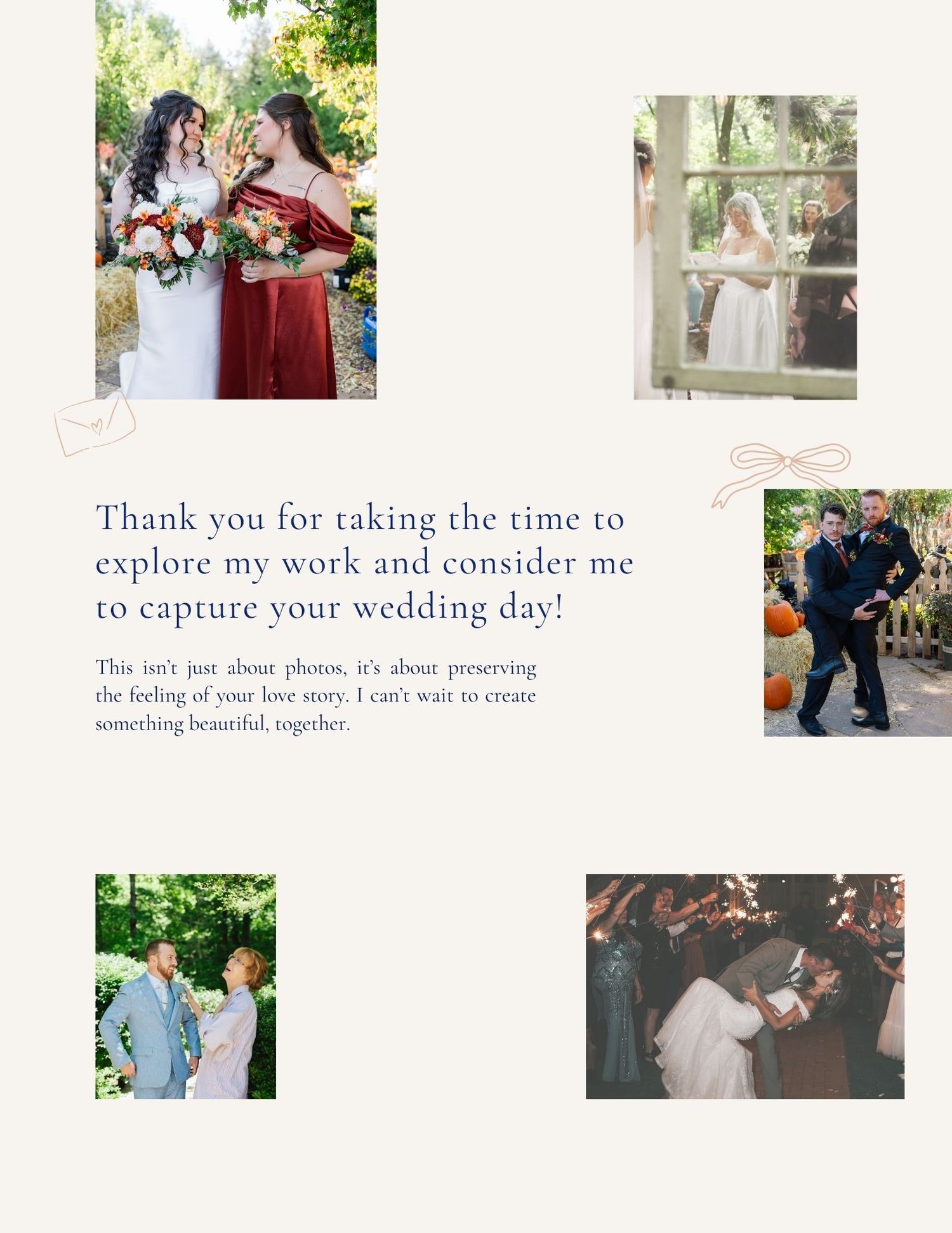 A collage of romantic wedding photography moments featuring couples in outdoor settings and elegant attire.