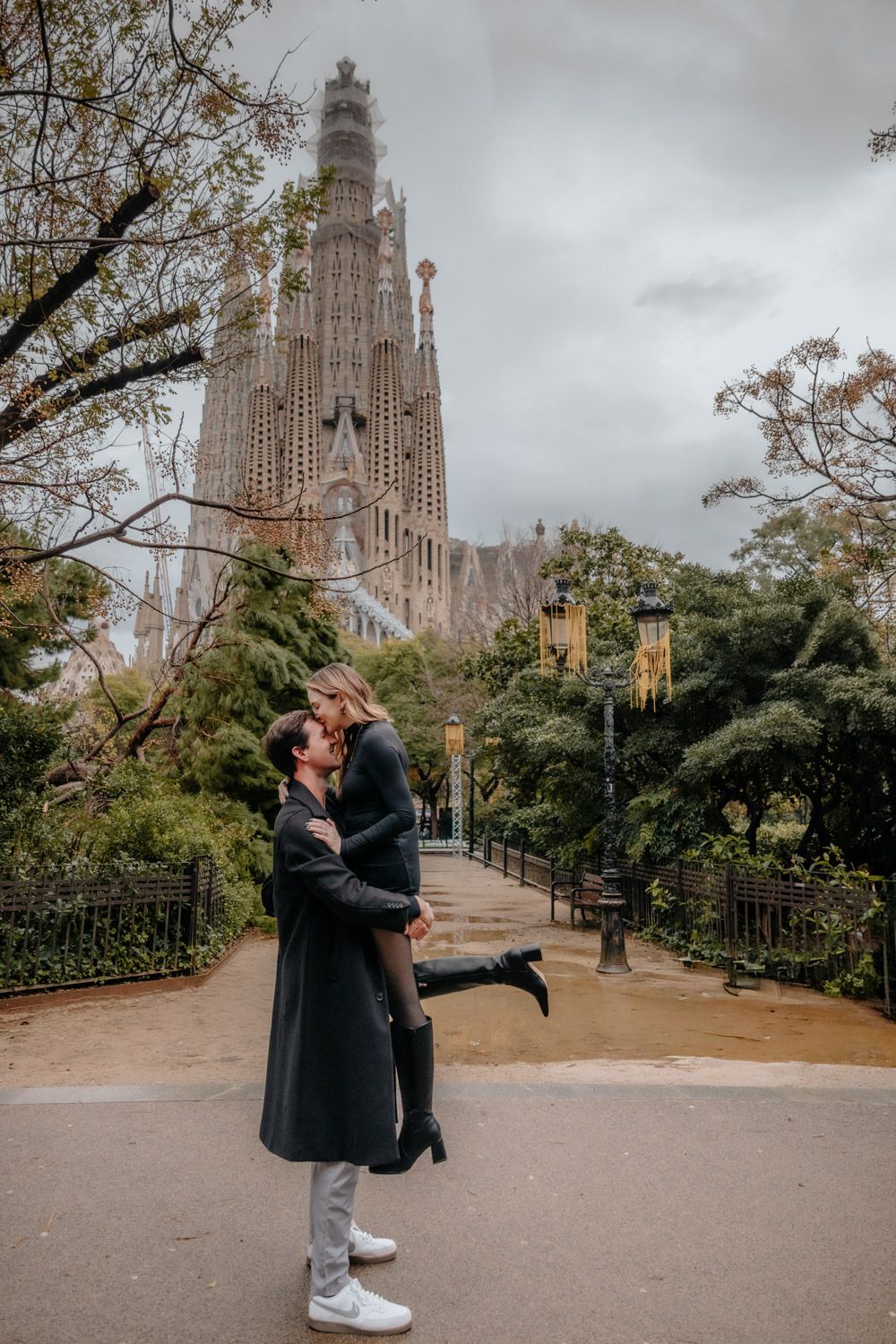 Tender forehead touch Sagrada Familia gardens Anniversary photoshoot Barcelona BarcelonaLoversPH