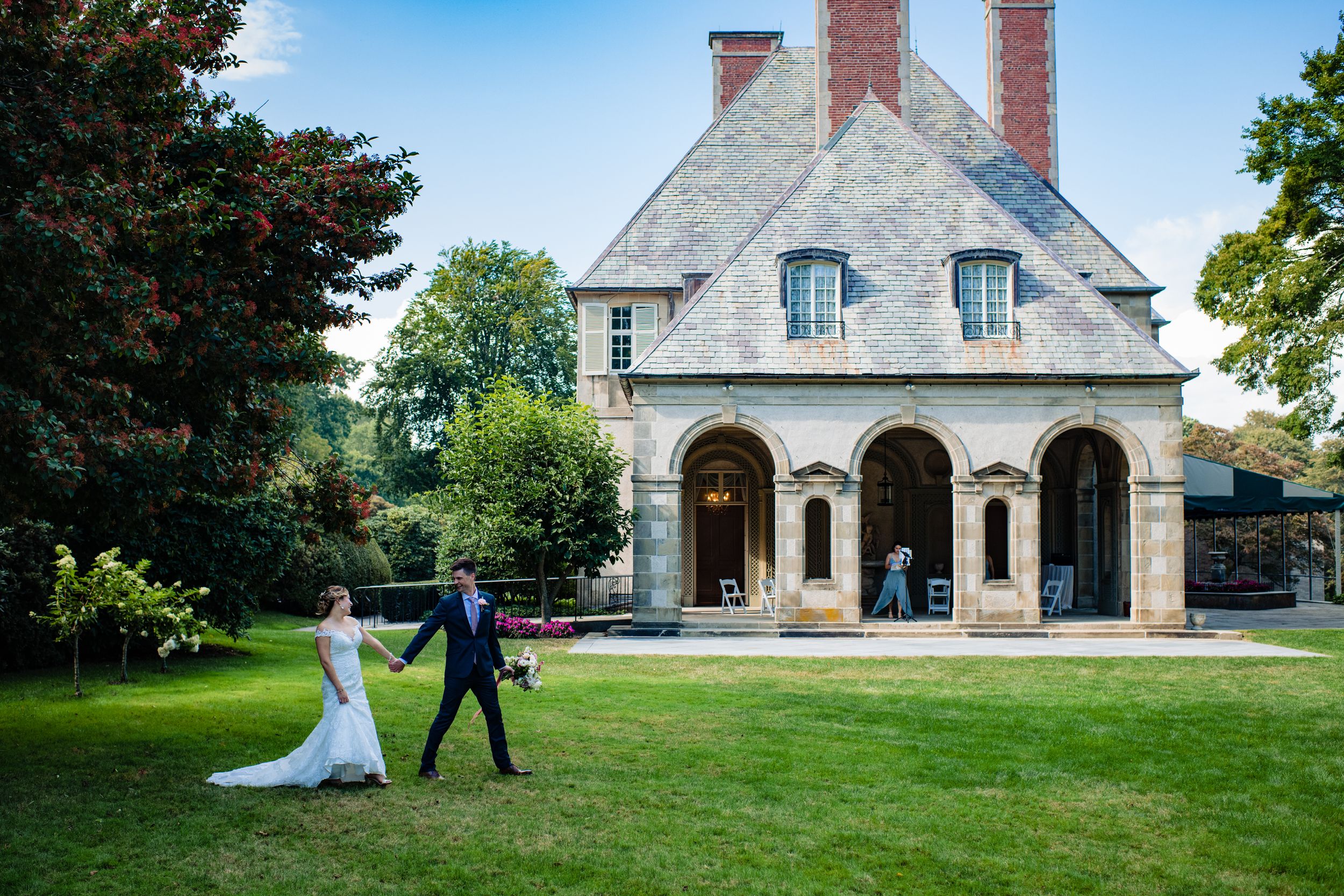 Luxury French Chateau wedding at Glen Manor House. Elegant estate wedding photography in Portsmouth, RI by professional Stefy Hilmer.