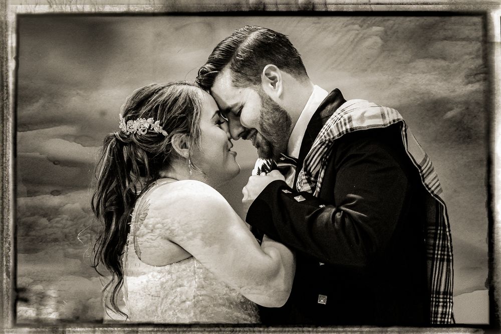 Black and white wedding photography series showing intimate romantic moments between a couple outdoors.