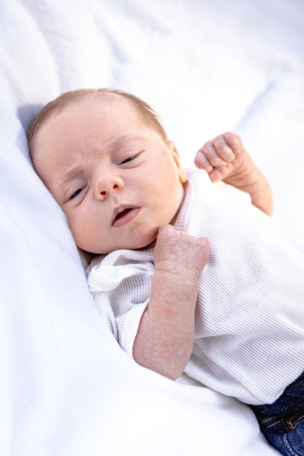 a close up portrait of a new born baby