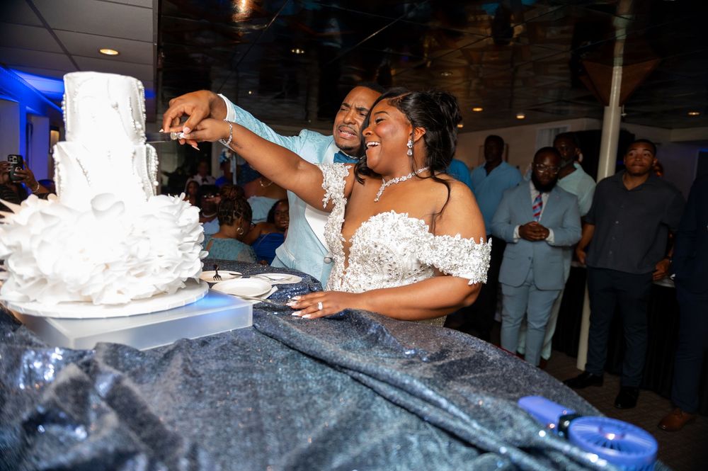 Personalized place cards with ocean view at South Florida luxury wedding