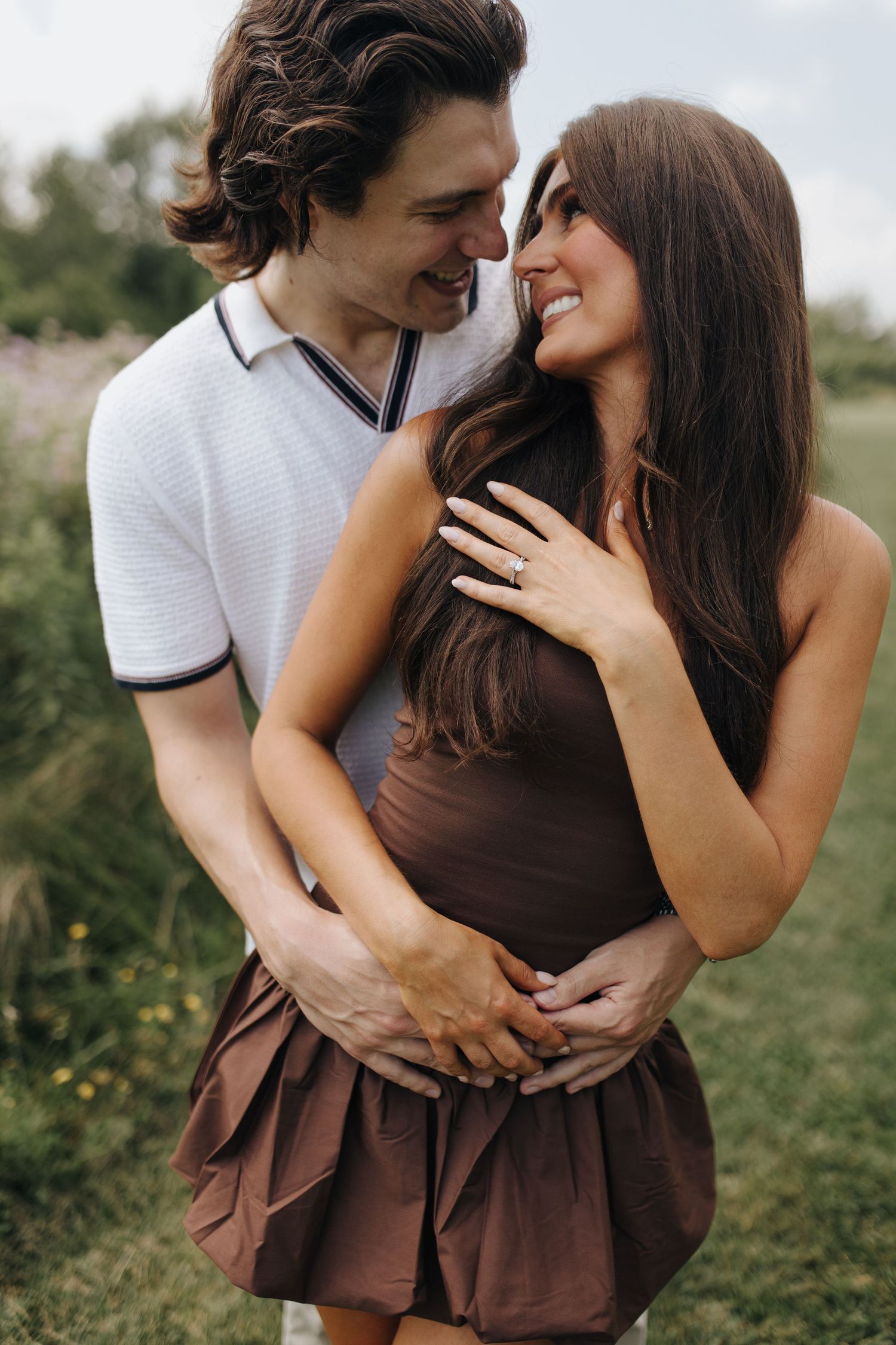 Golden afternoon engagement photos at the River Bluff in High Banks Metro Park.