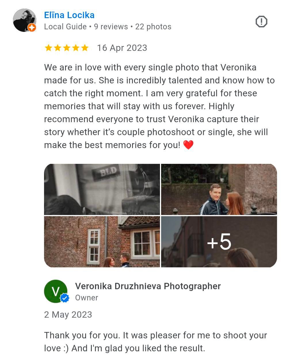 Collection of professional photography review screenshots with sample photos.
