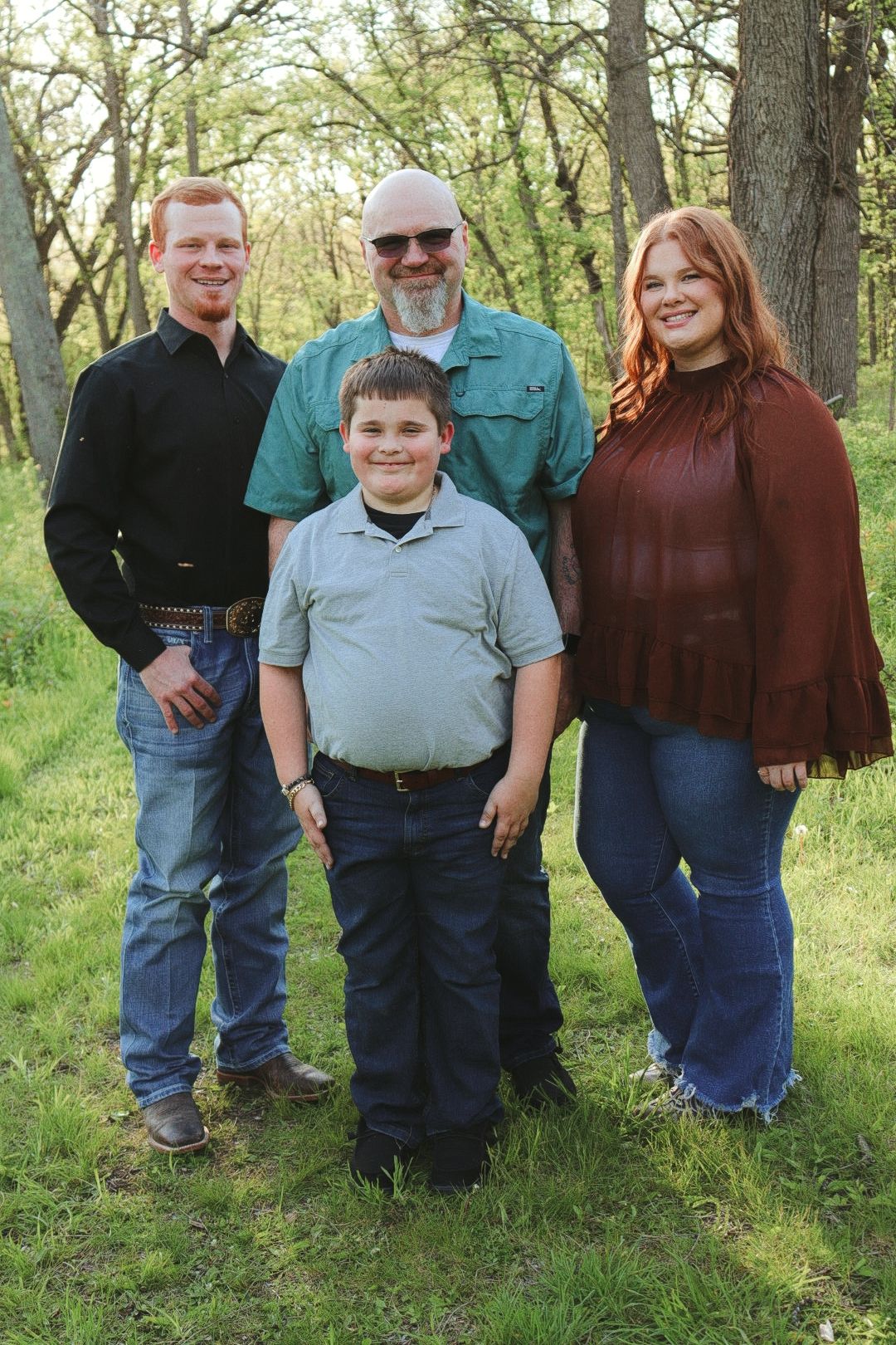 A casual outdoor family photoshoot sequence near a lake showing playful interaction and warm winter clothing.