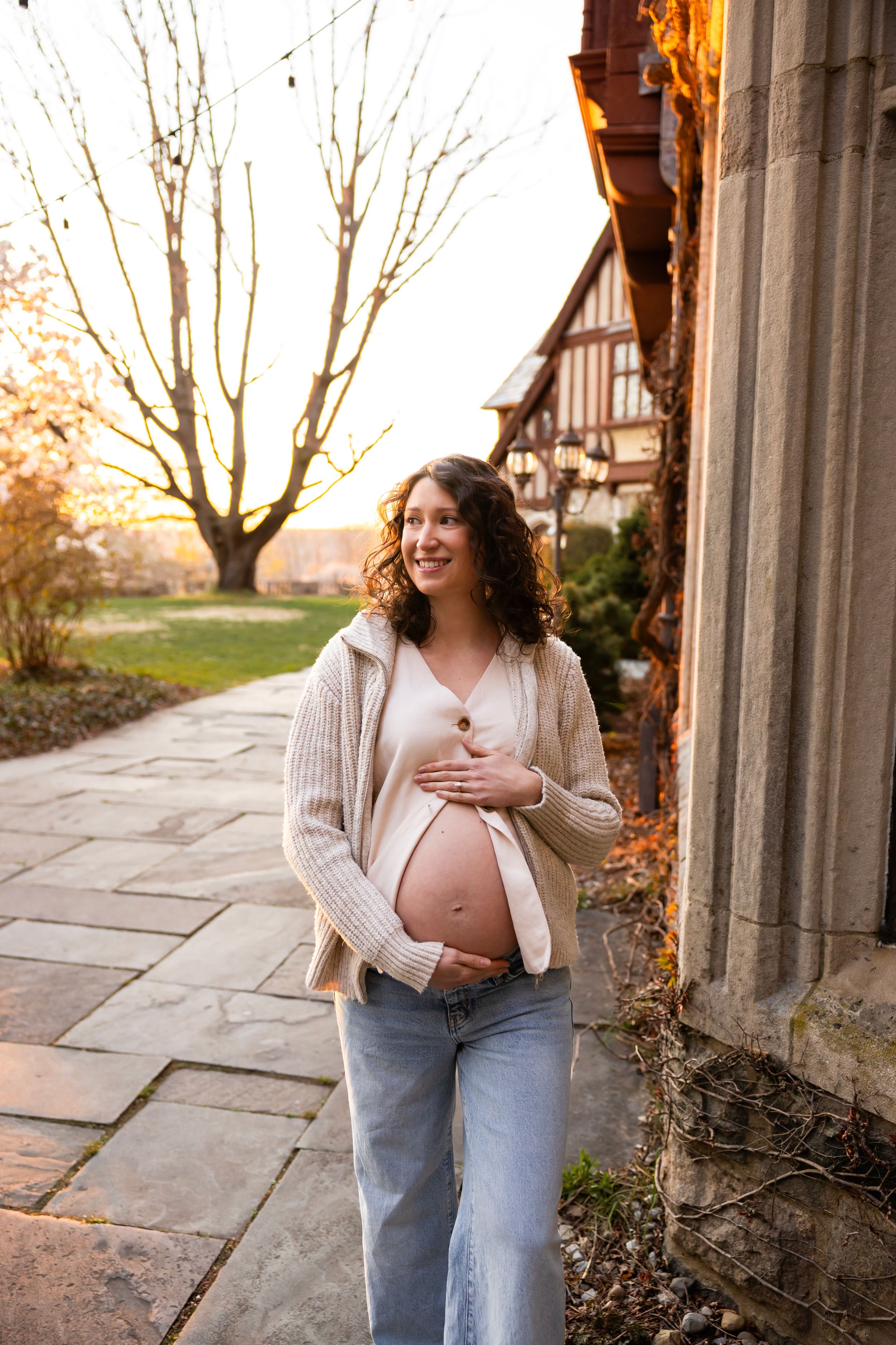 Maternity photoshoot for soon to be parents- Photos taken in Ringwood Botanical Garden. NJ maternity photographer.