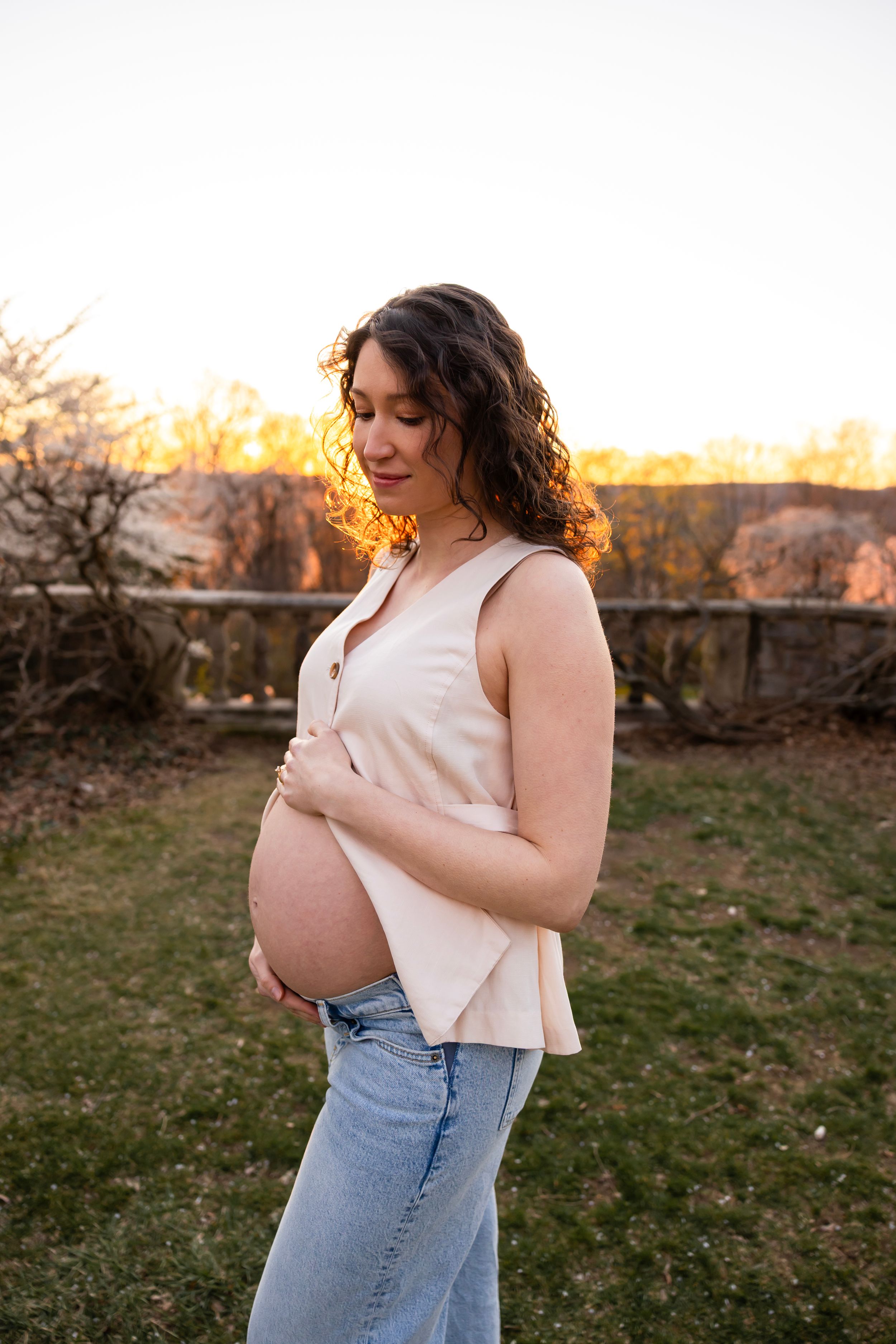 Maternity photoshoot for soon to be parents- Photos taken in Ringwood Botanical Garden. NJ maternity photographer.
