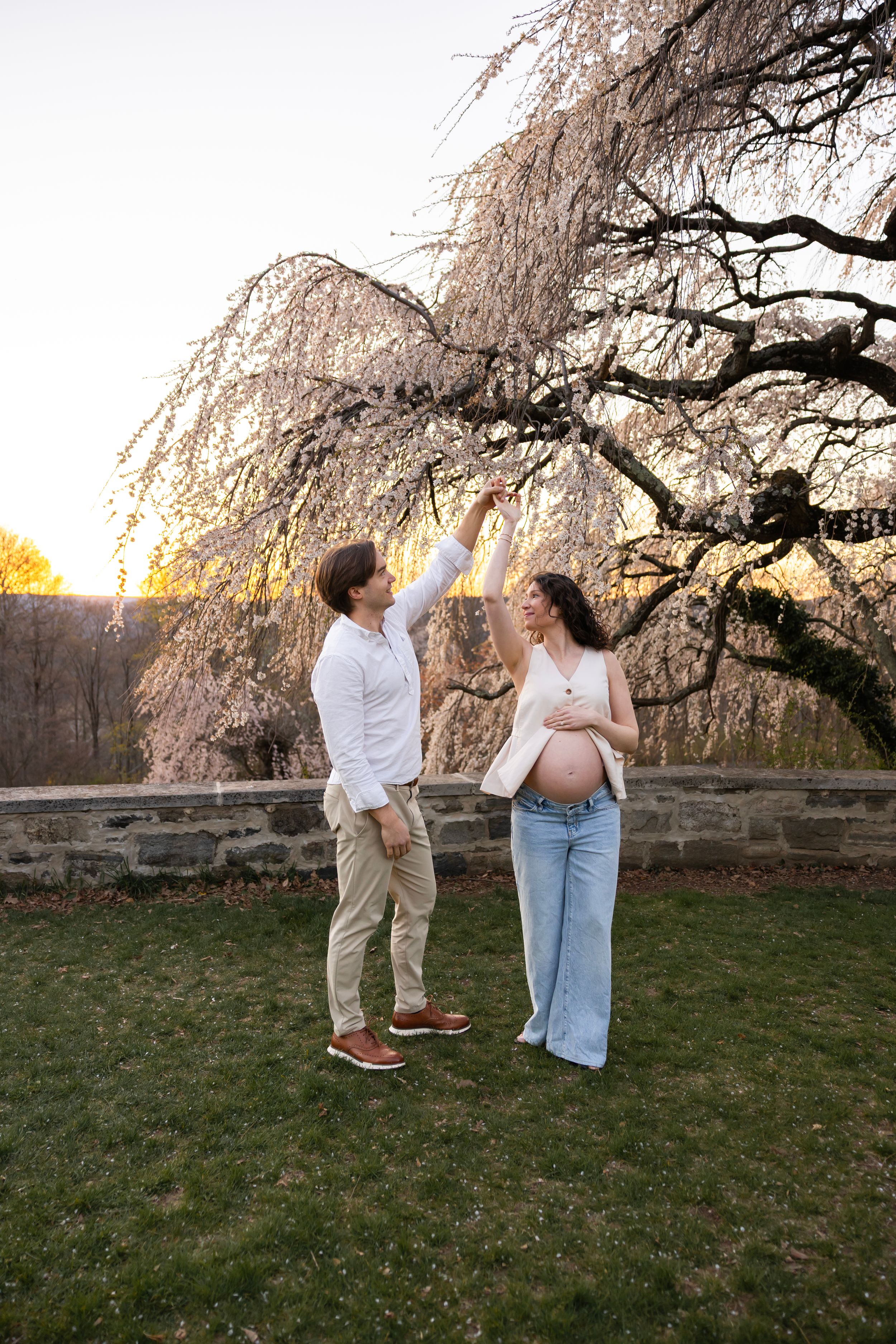 Maternity photoshoot for soon to be parents- Photos taken in Ringwood Botanical Garden. NJ maternity photographer.