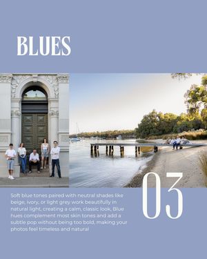 Coastal beach and building architecture with muted blue tones and text overlay showing design elements in style guide.