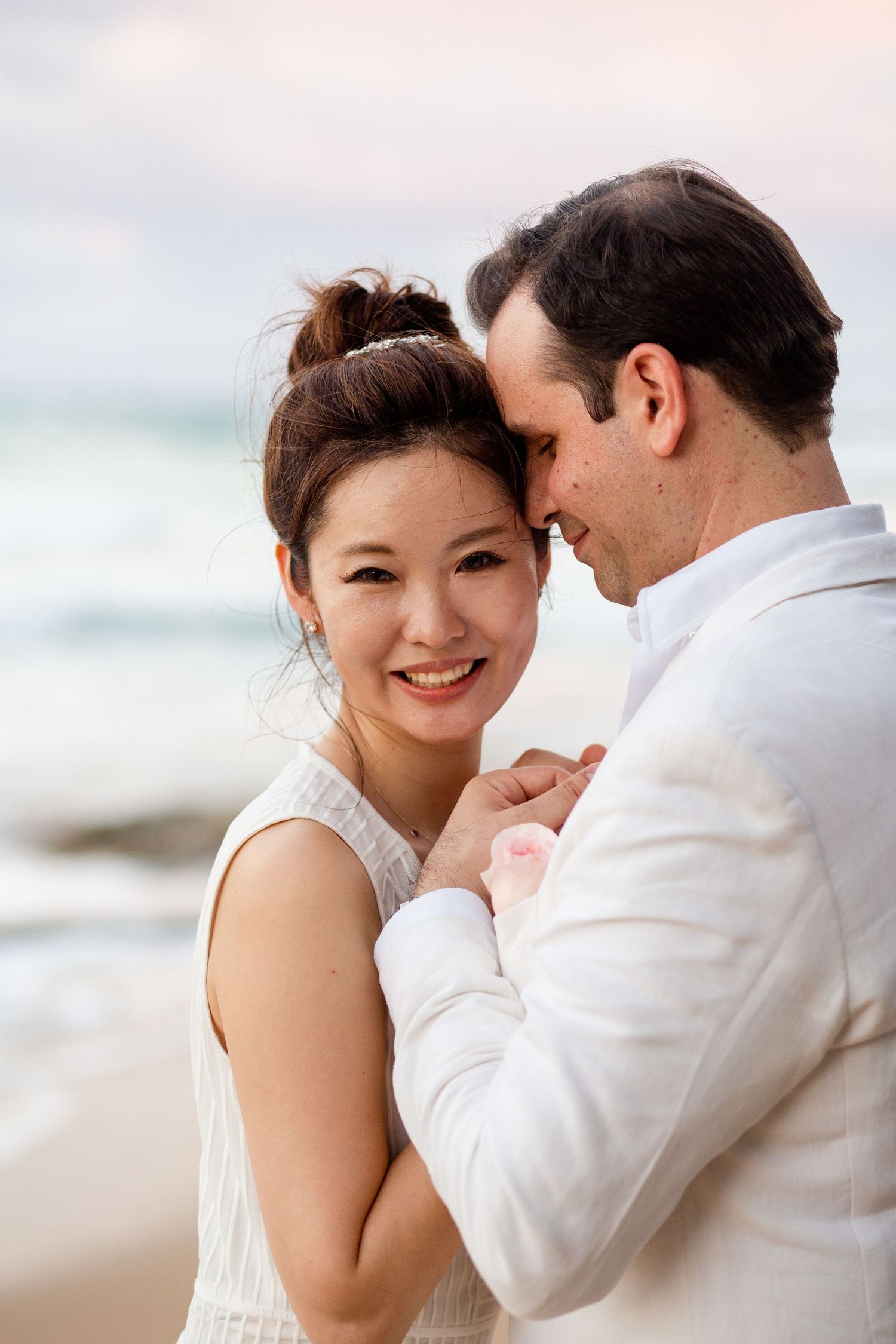 Bride and groom on the beach. Micro wedding in San Juan, Puerto Rico.