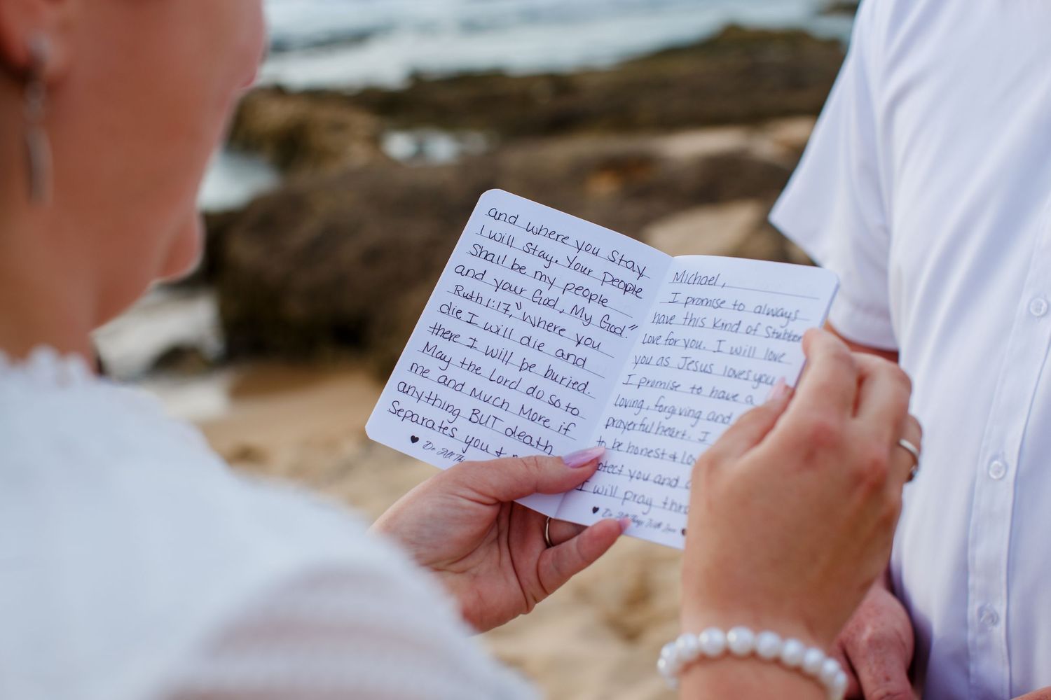 Elopement on the beach at Balneario del Escambrón in Old San Juan, Puerto Rico. Wedding ceremony. Bride and groom.
