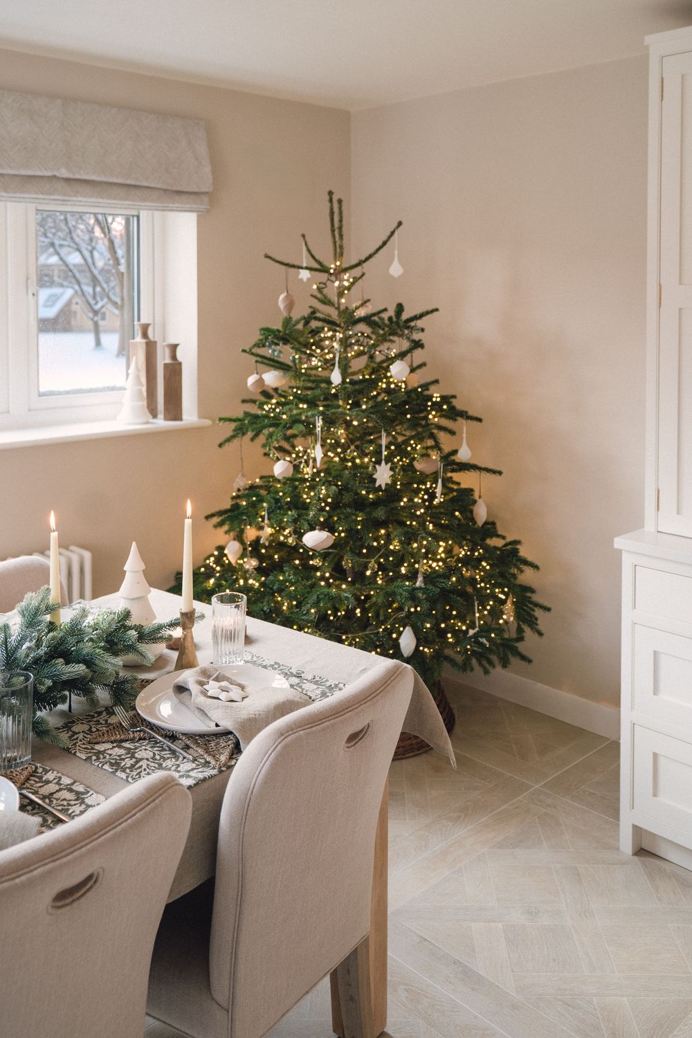 Property and interiors photography of a dining room styled for Christmas entertaining
