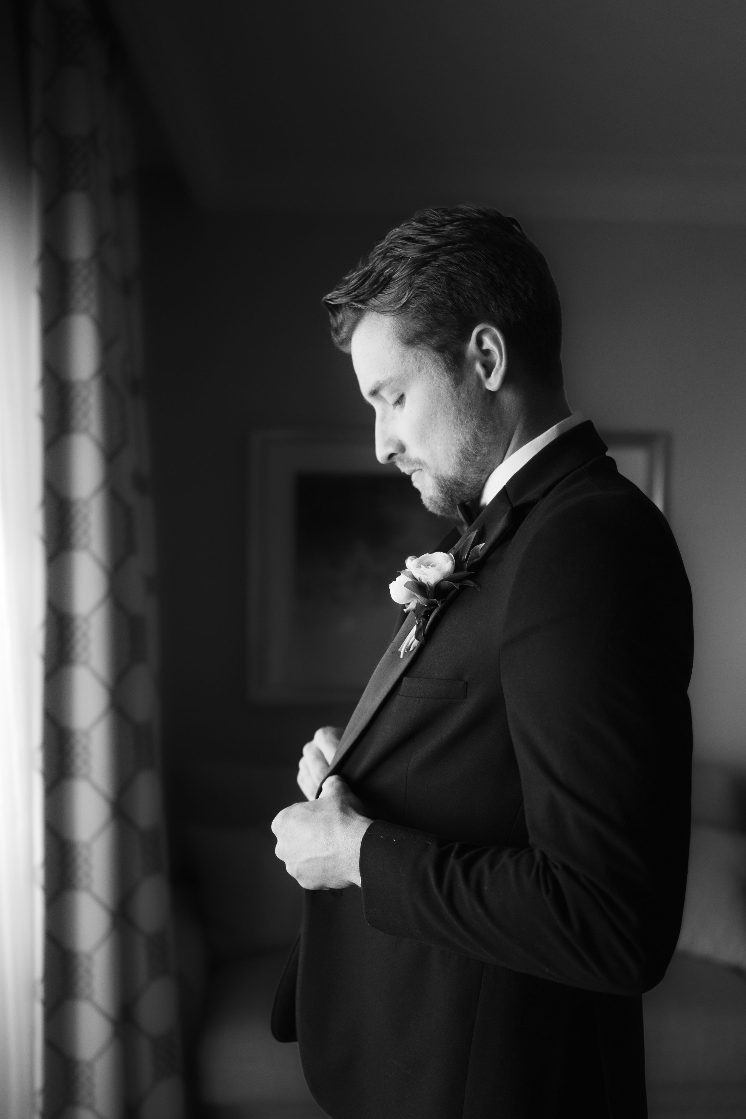 Black and white series of emotional moments during a wedding ceremony.