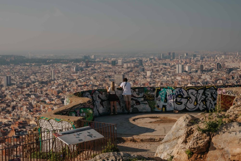 Best view in Barcelona for surprise proposal photography.