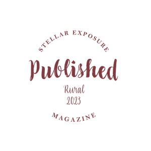 Stellar Exposure Magazine Published Rural 2023 circular badge logo in dark red typography.