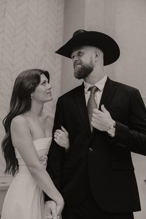 Artistic black and white photos capturing romantic dance poses.