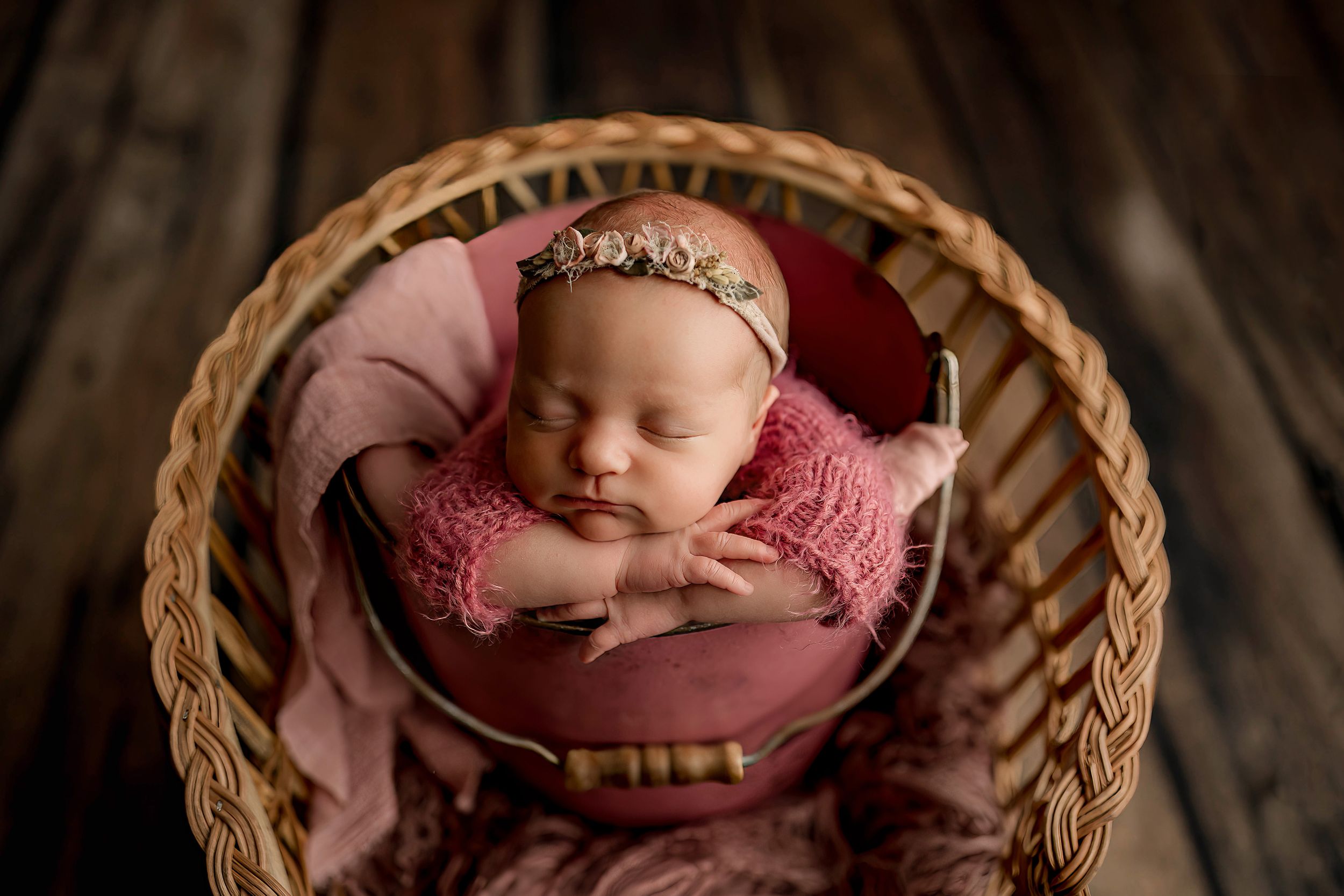posed studio portrait of newborn baby by Fairbanks Newborn Photographer Applegum Photography