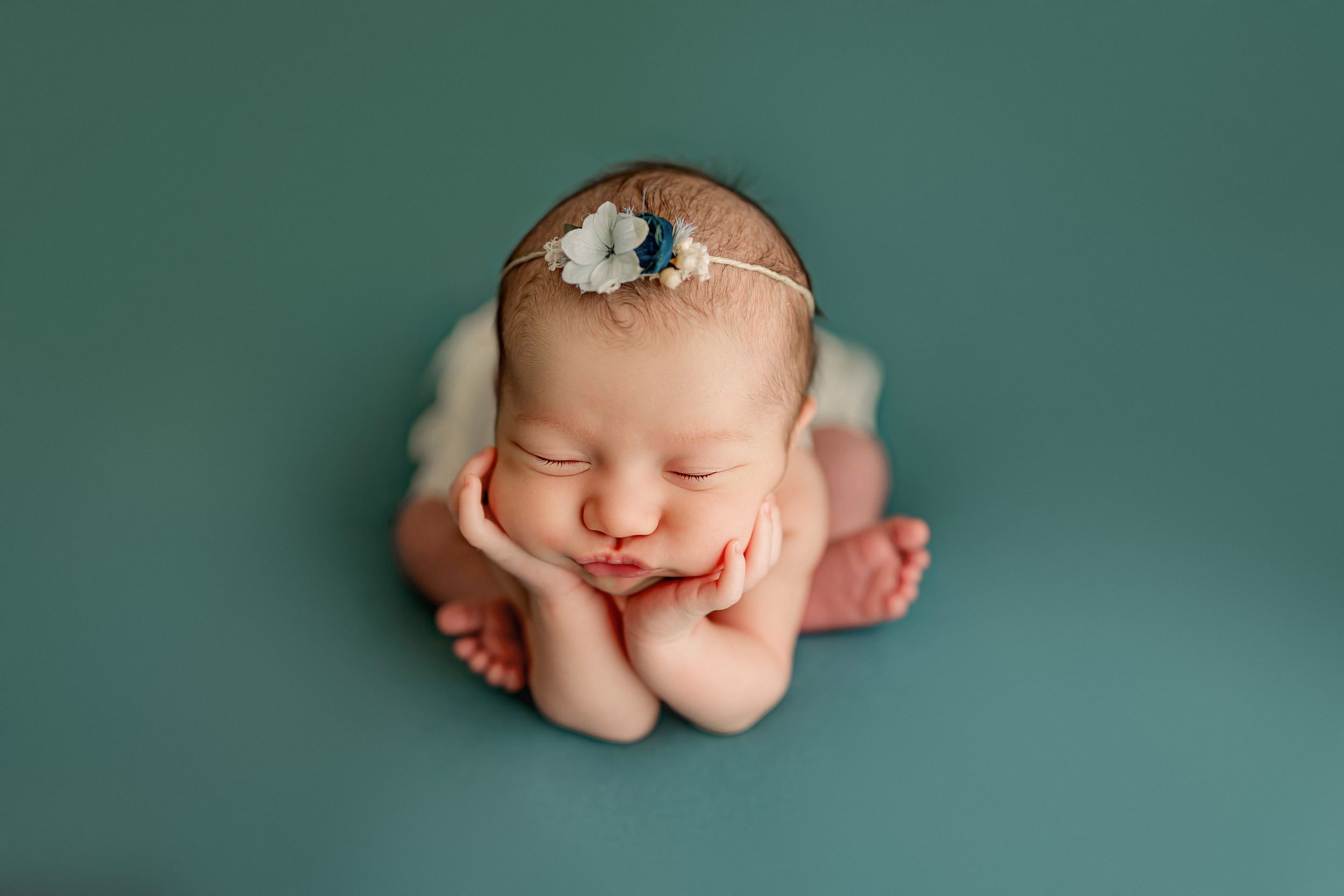 posed studio portrait of newborn baby by Fairbanks Newborn Photographer Applegum Photography