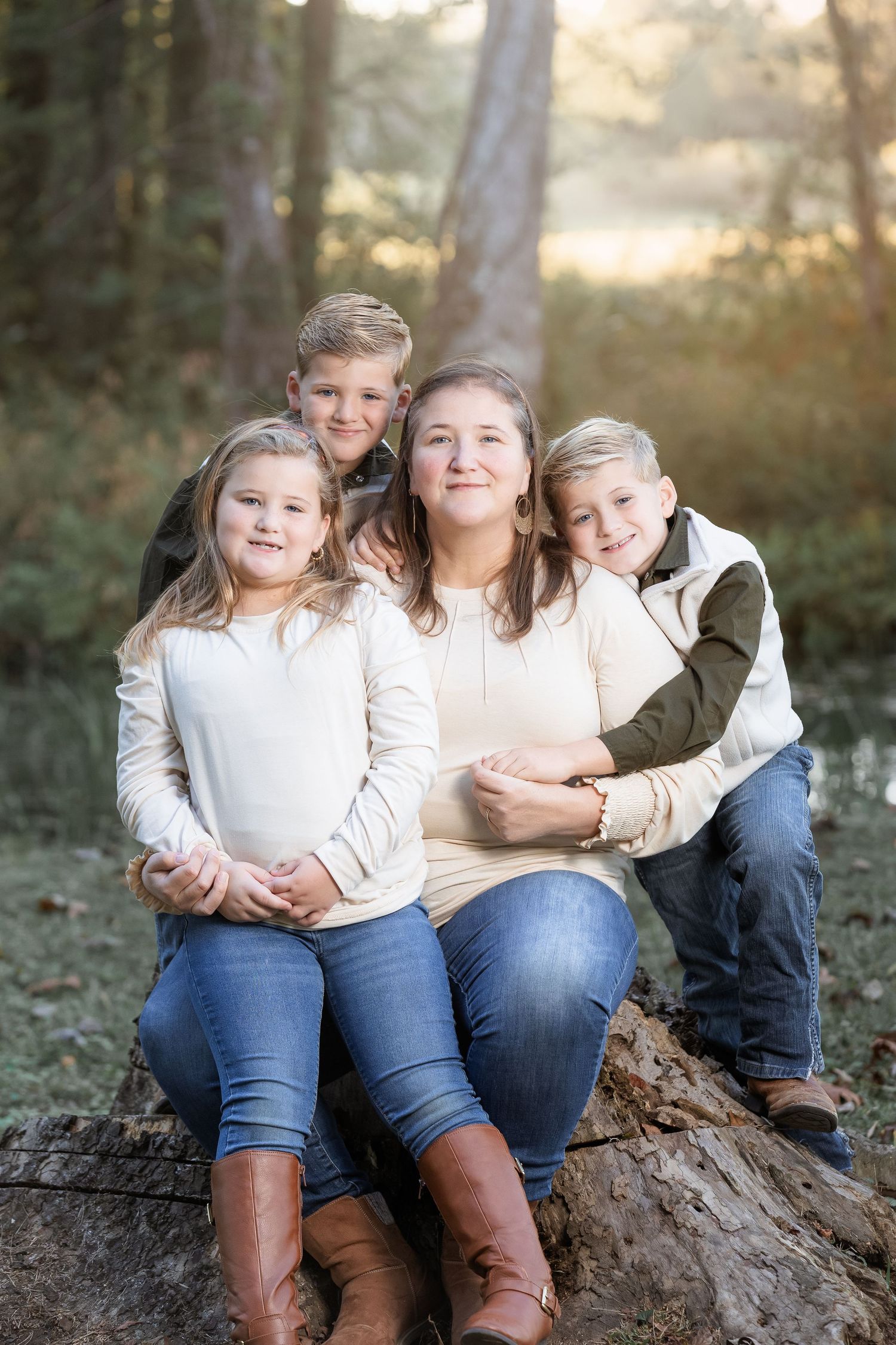 Outdoor family lifestyle photography in the pines of Lincoln, Alabama