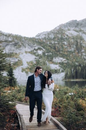 Couple exchanging vows during an intimate mountain elopement in North Idaho