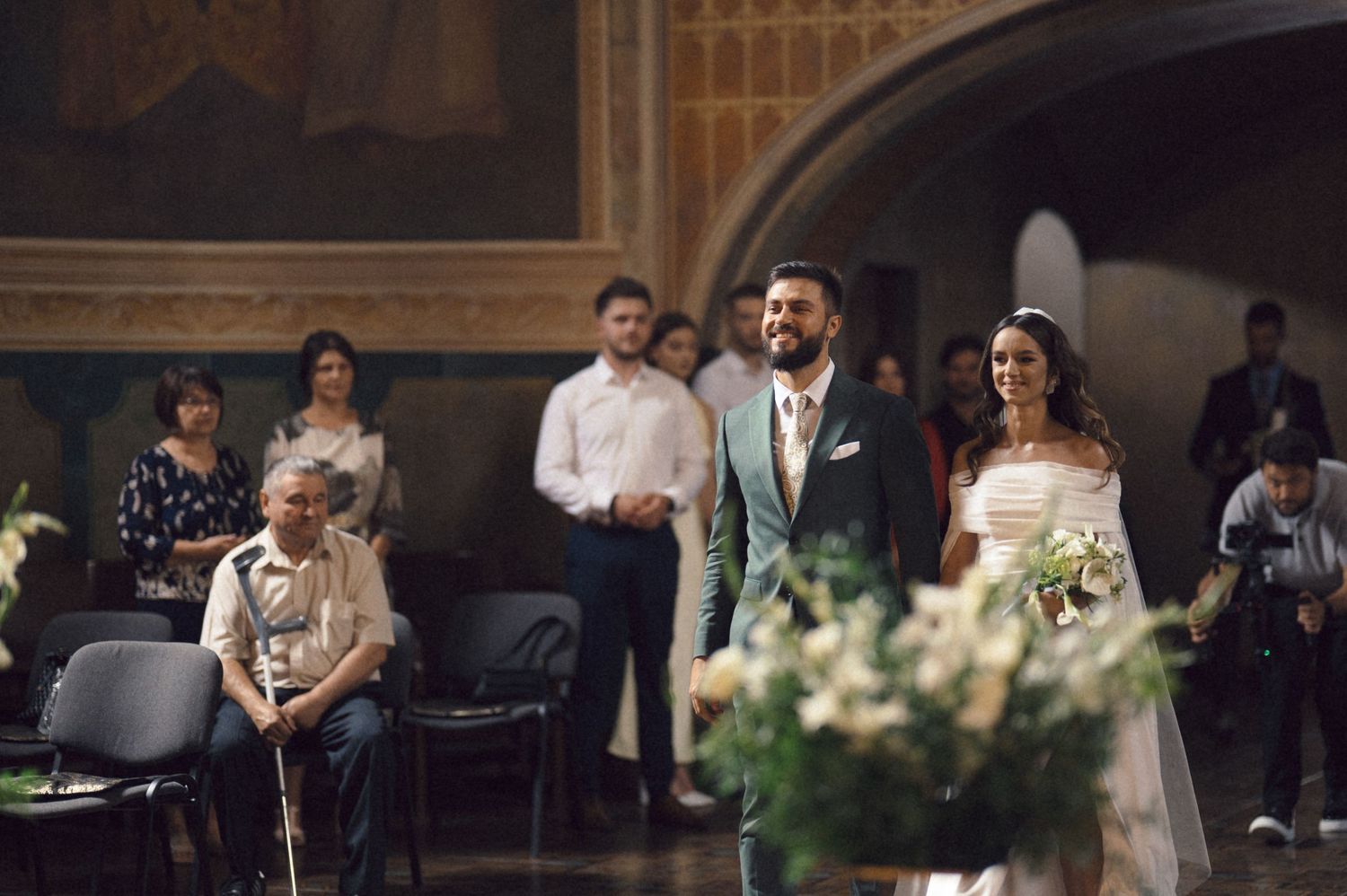 A collection of wedding photos showing couples celebrating their special day with romantic moments and decorative details.