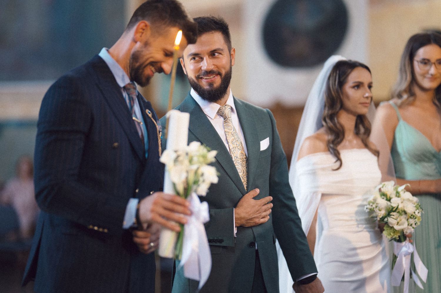 A wedding collage showing candid moments of couples and guests during a celebration at an elegant reception venue.