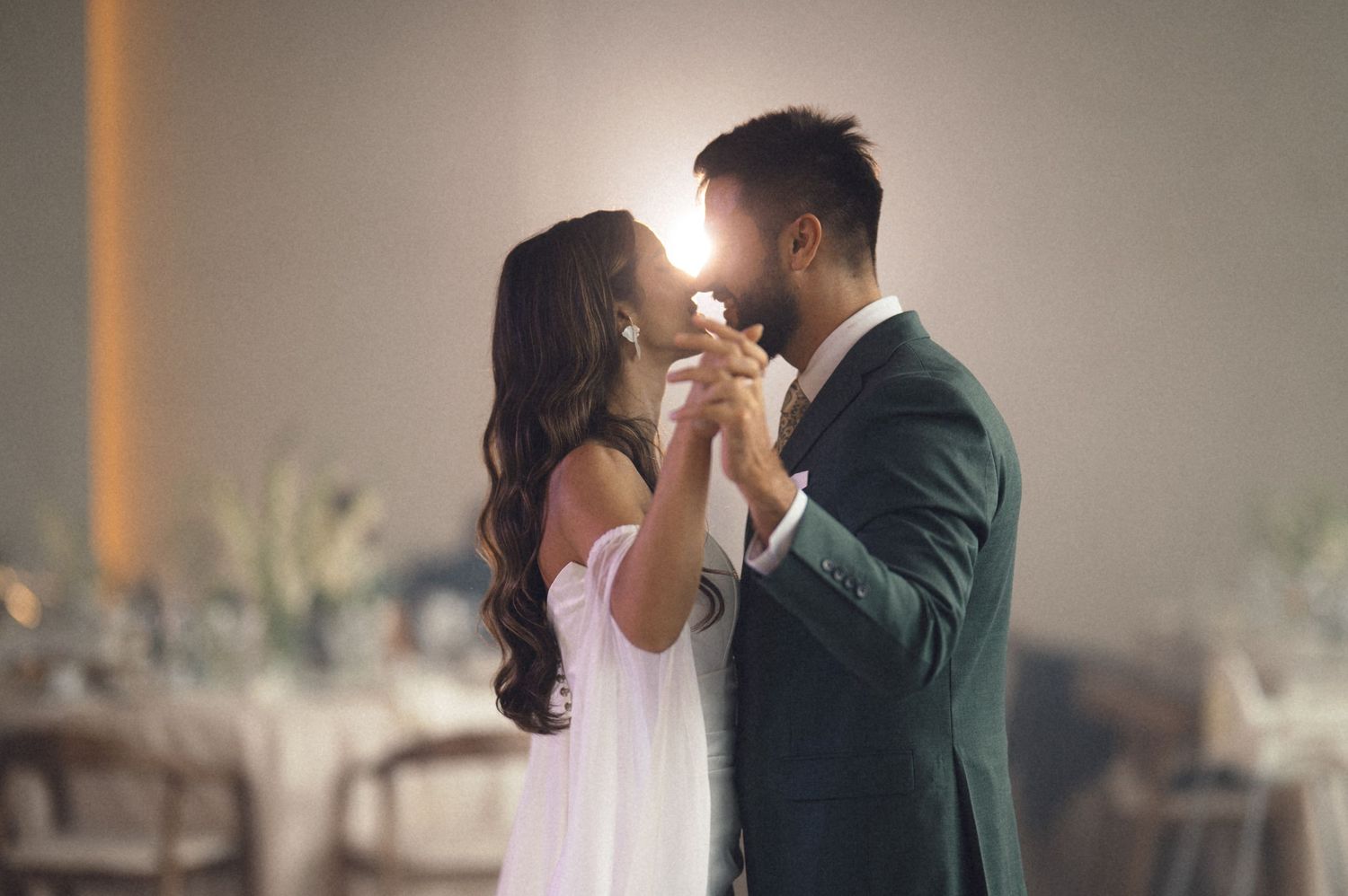 Romantic wedding couple shares intimate moments in a series of black and white photographs.