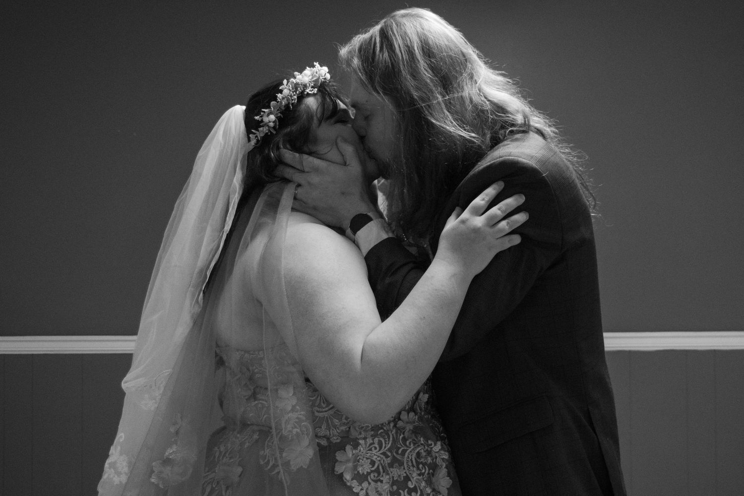 Couple's first kiss after being announced husband and wife