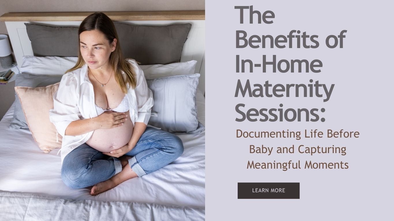 woman sitting on bed holding pregnant baby bump