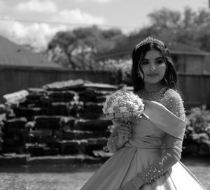 Sweet sixteen black and white moody portrait.
