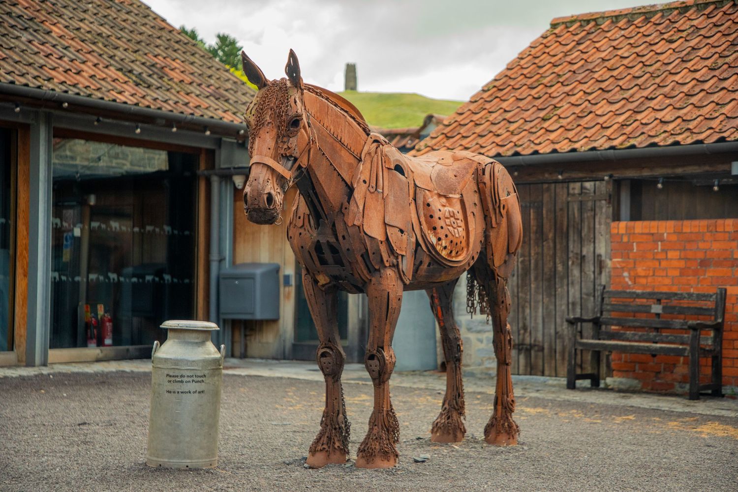 Photo of metal horse sculpture at the Museum of Rural life, Somerset