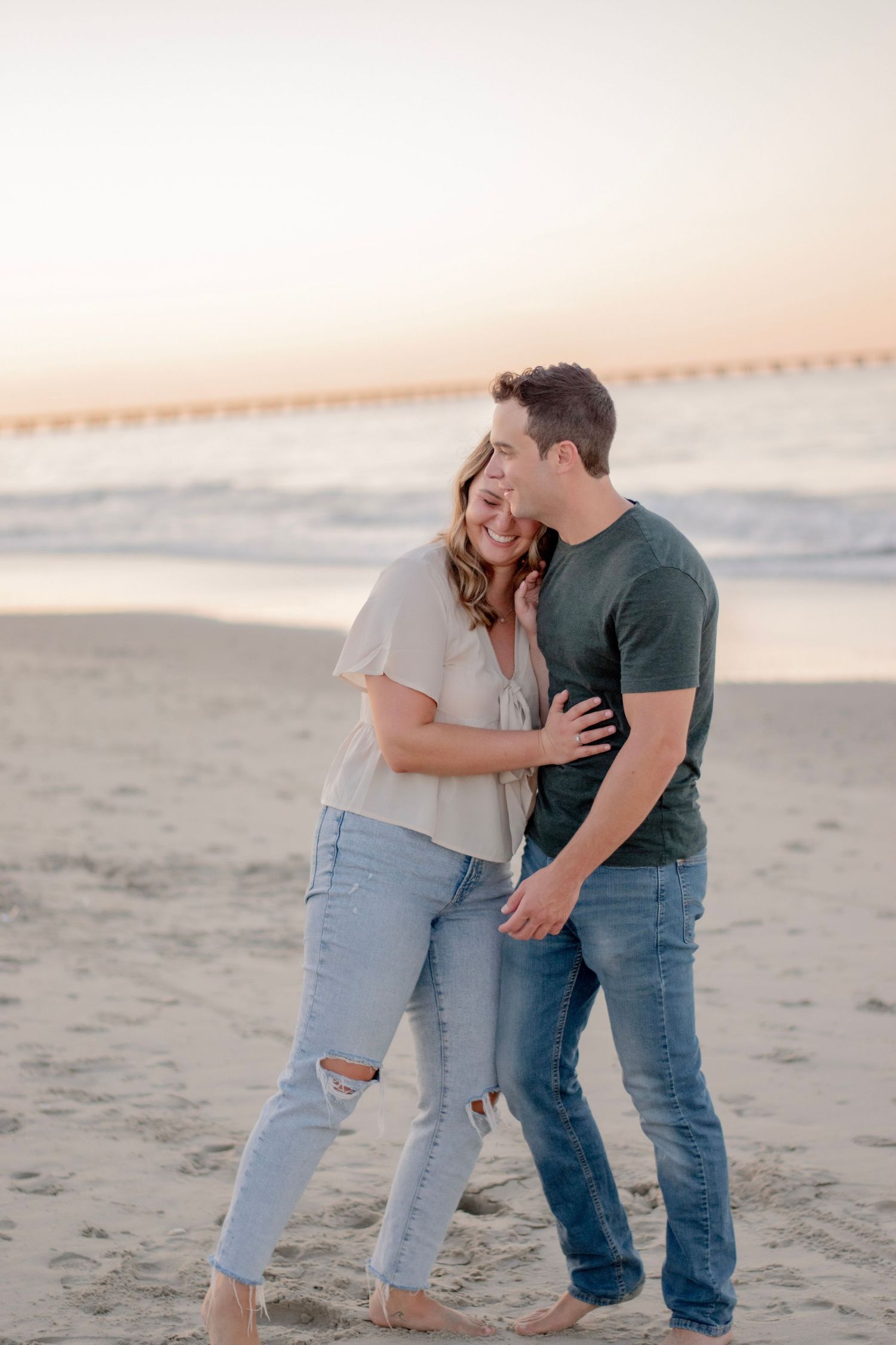 Golden hour beach engagement photos