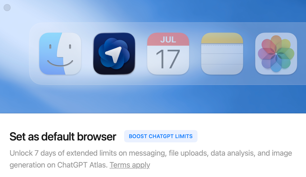 Screenshot of Atlas Ai browser settings