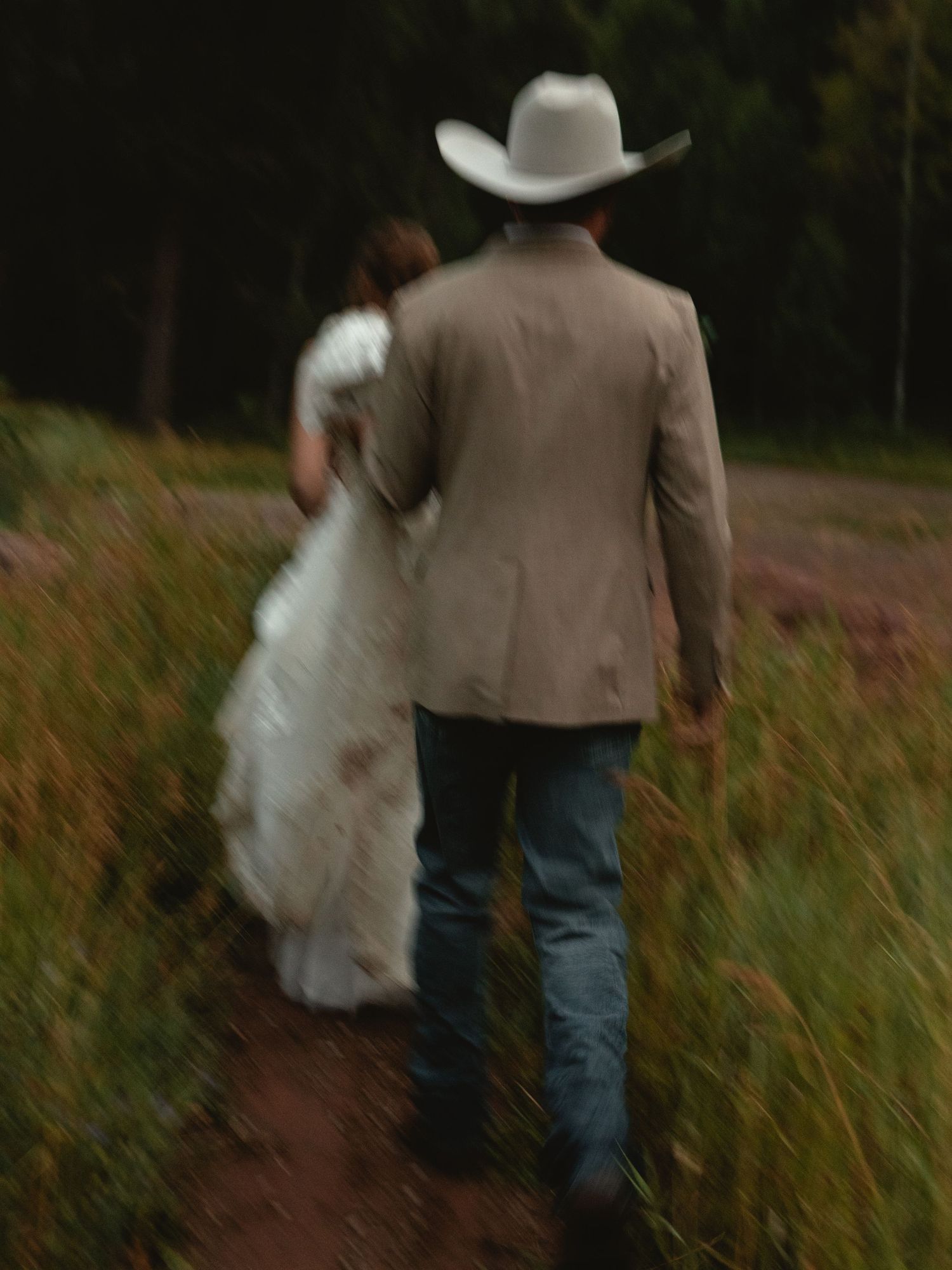 Blurry cowboy wedding moments