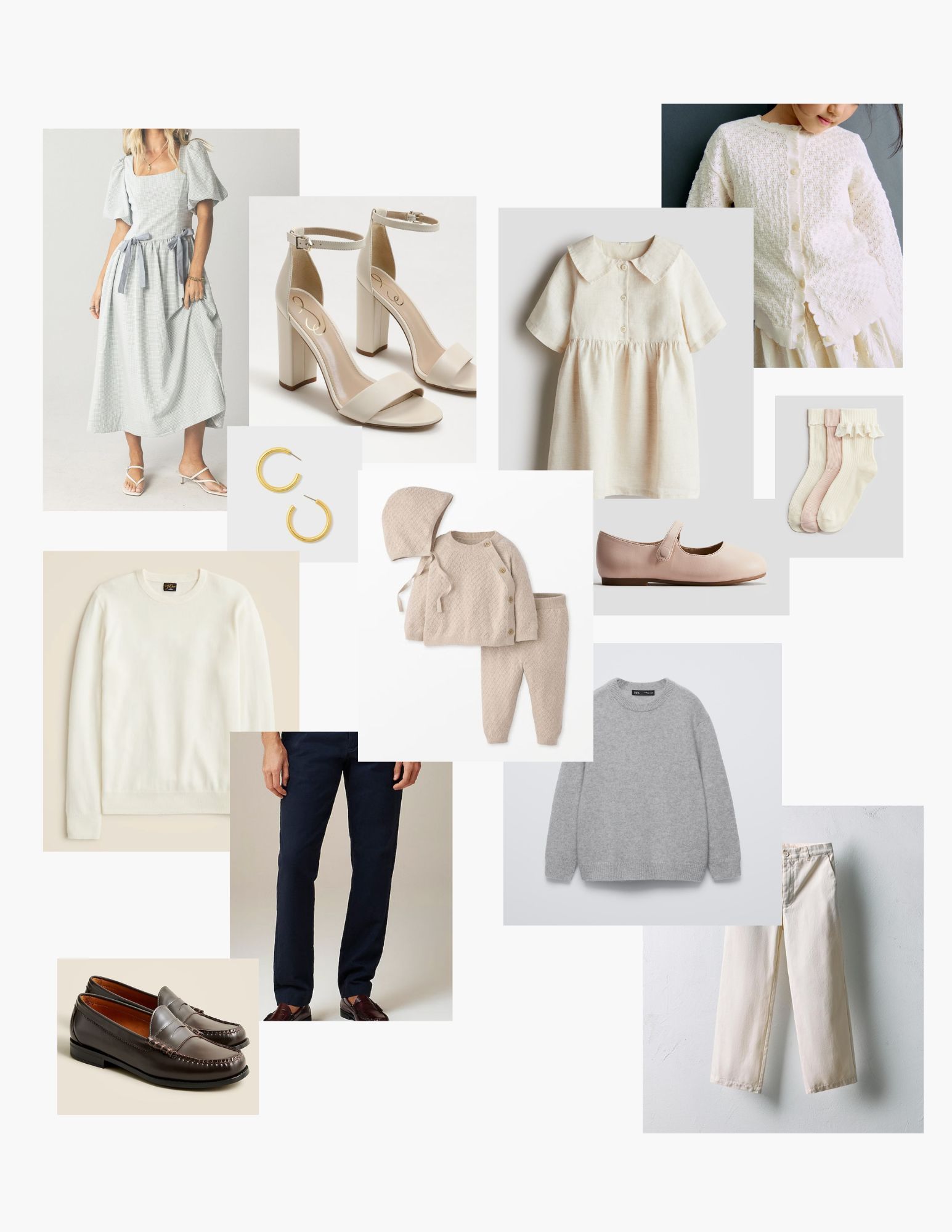 Style board with outfits for the whole family.