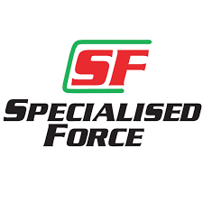Collection of cycling brand logos including Specialized, Force, SF and others arranged horizontally on white background.