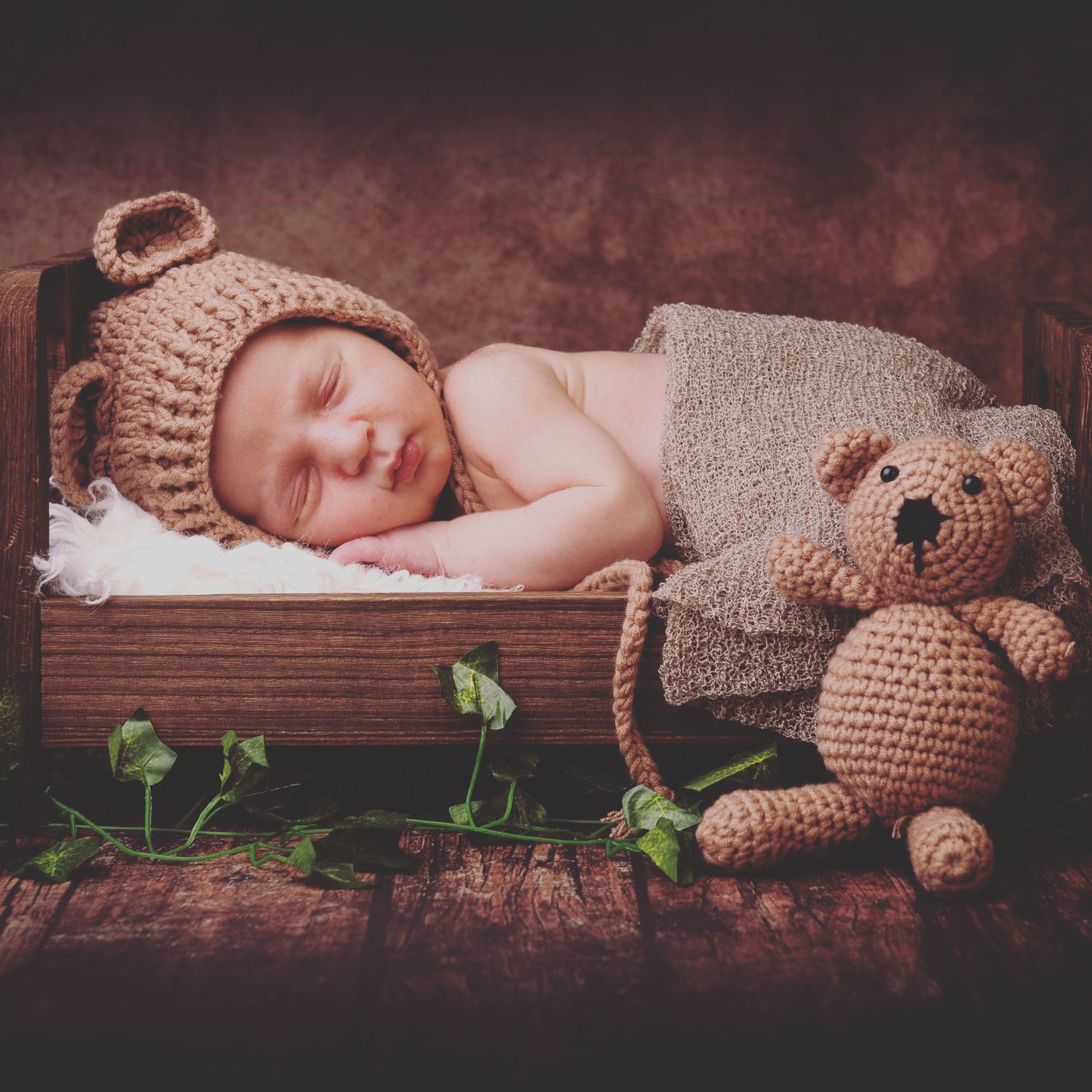 Baby portrait at 2 weeks old.
