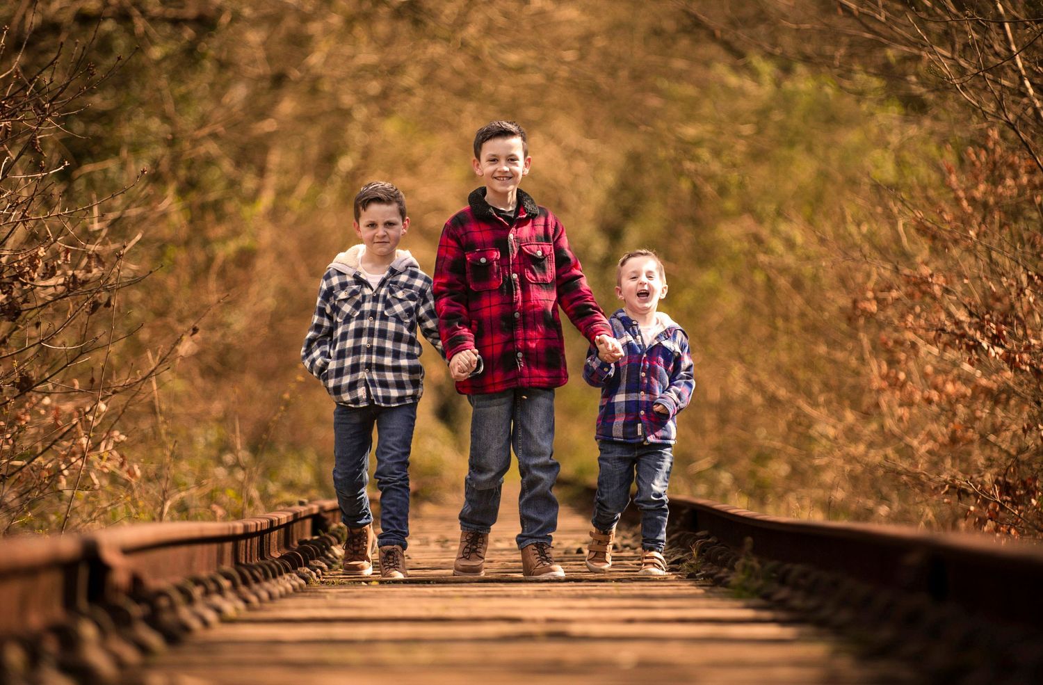 A 'Stand by me' inspired photoshoot on a dissused railway line in autumn.
