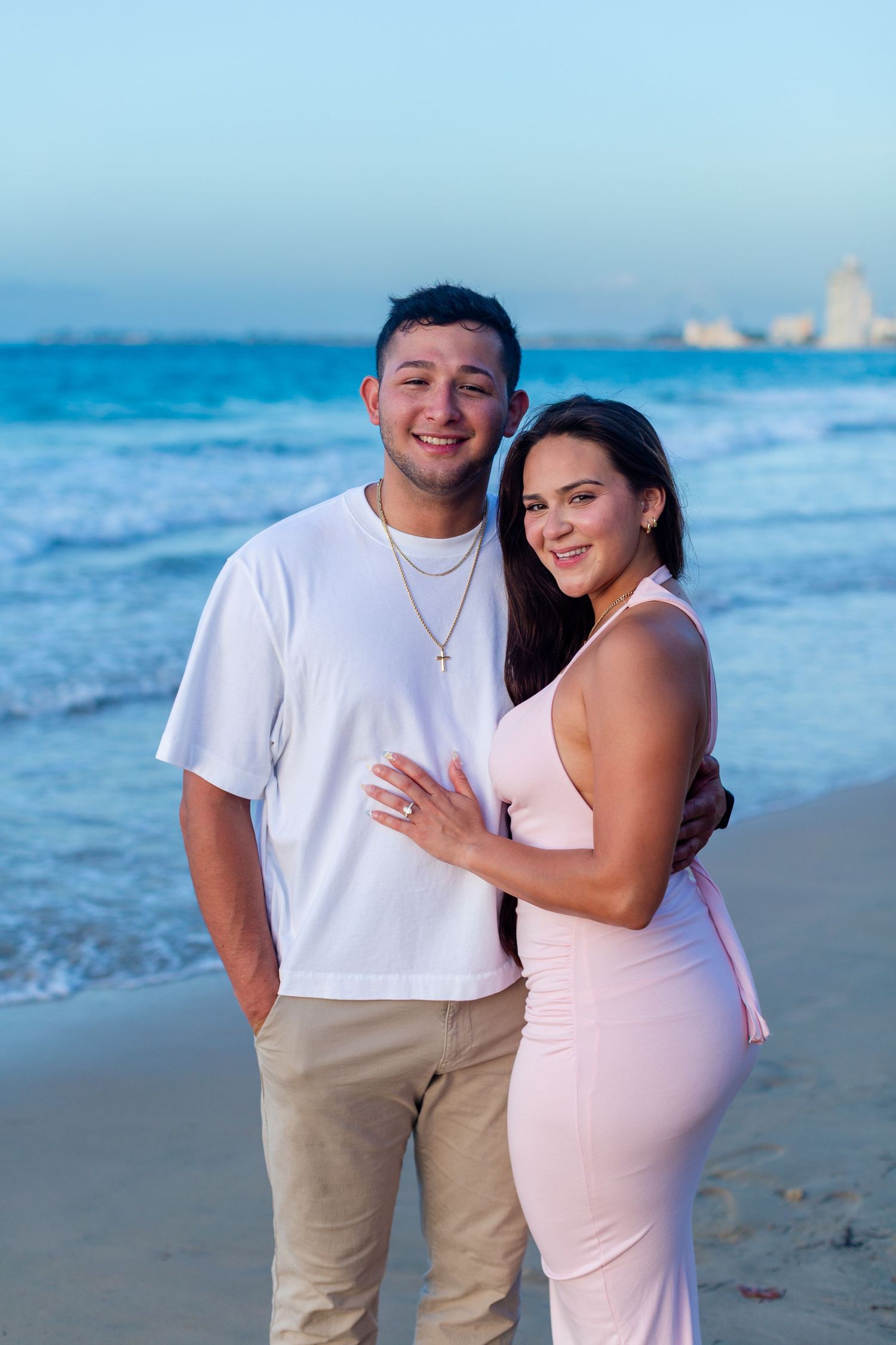 Couples portrait at the beach in Isla Verde, Carolina, Puerto Rico.