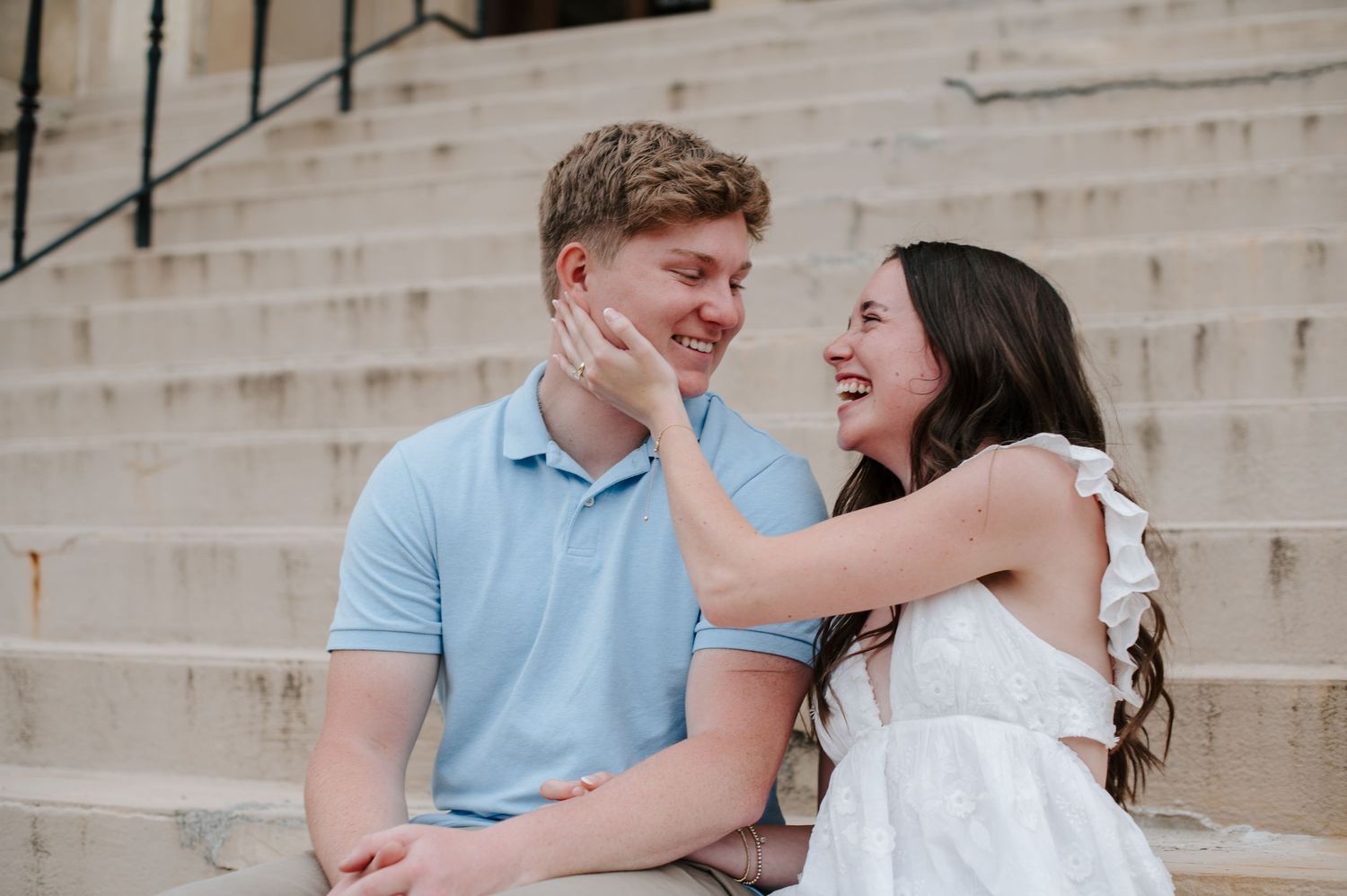 Downtown Wichita KS engagement session by photographer Jessica Nadine Photography.  Classic architecture buildings city courthouse elopement