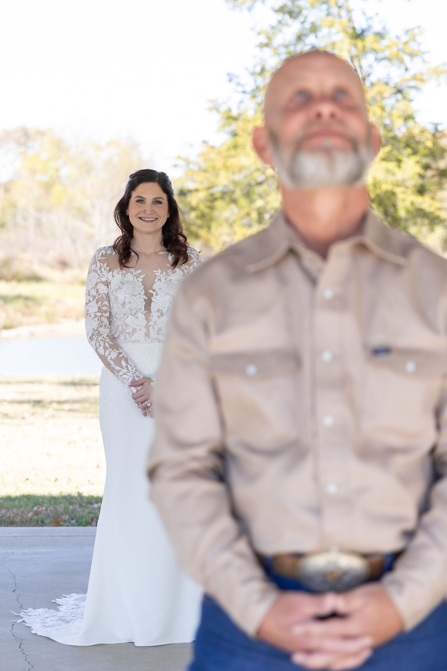 first look with dad, Cumby, Texas wedding photography