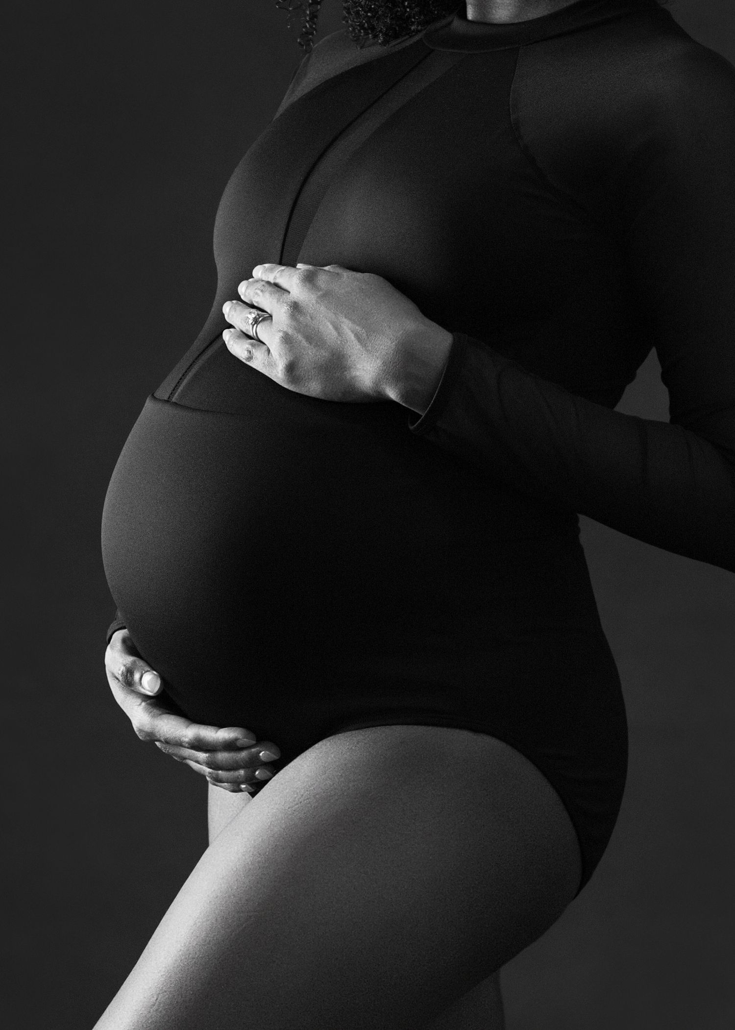 black and white maternity studio photo - salt lake city maternity photographer