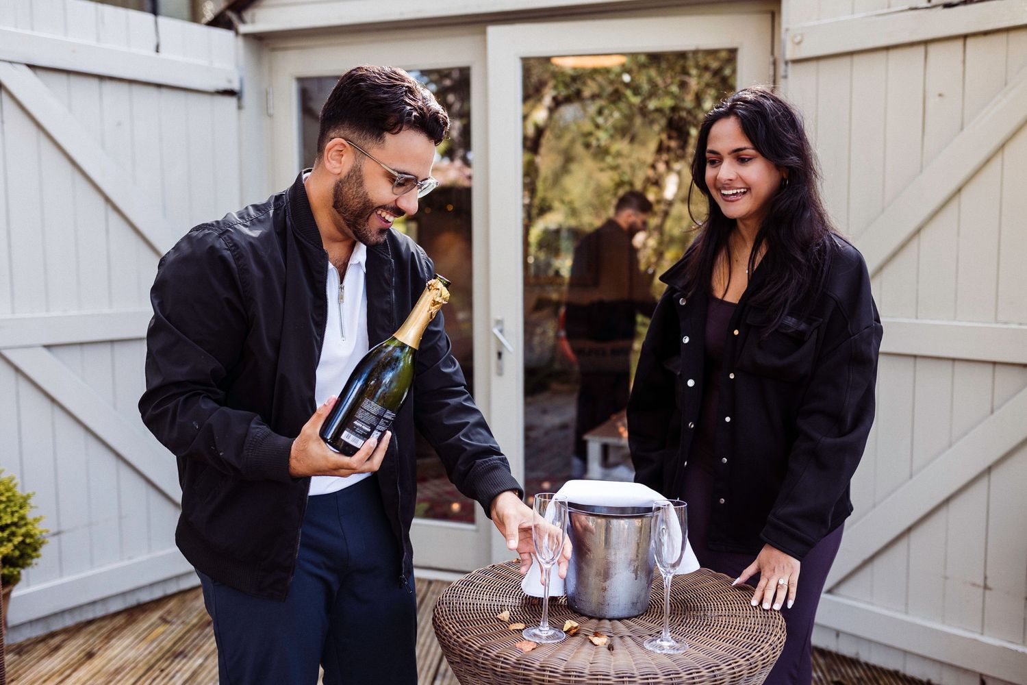 Champagne celebration - couple get engaged at Gilpin Hotel and Lake House