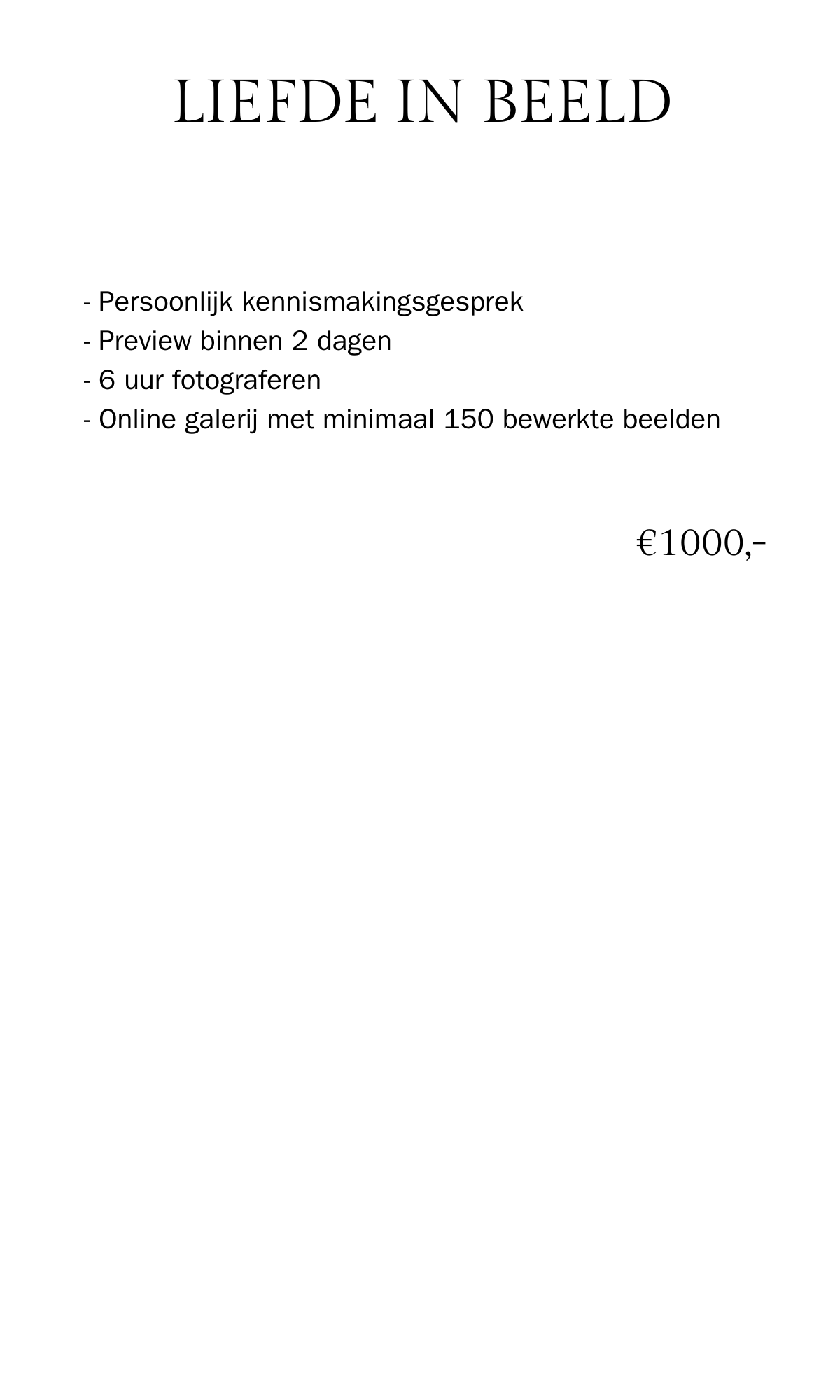 Pakket bruiloft Liefde in beeld
