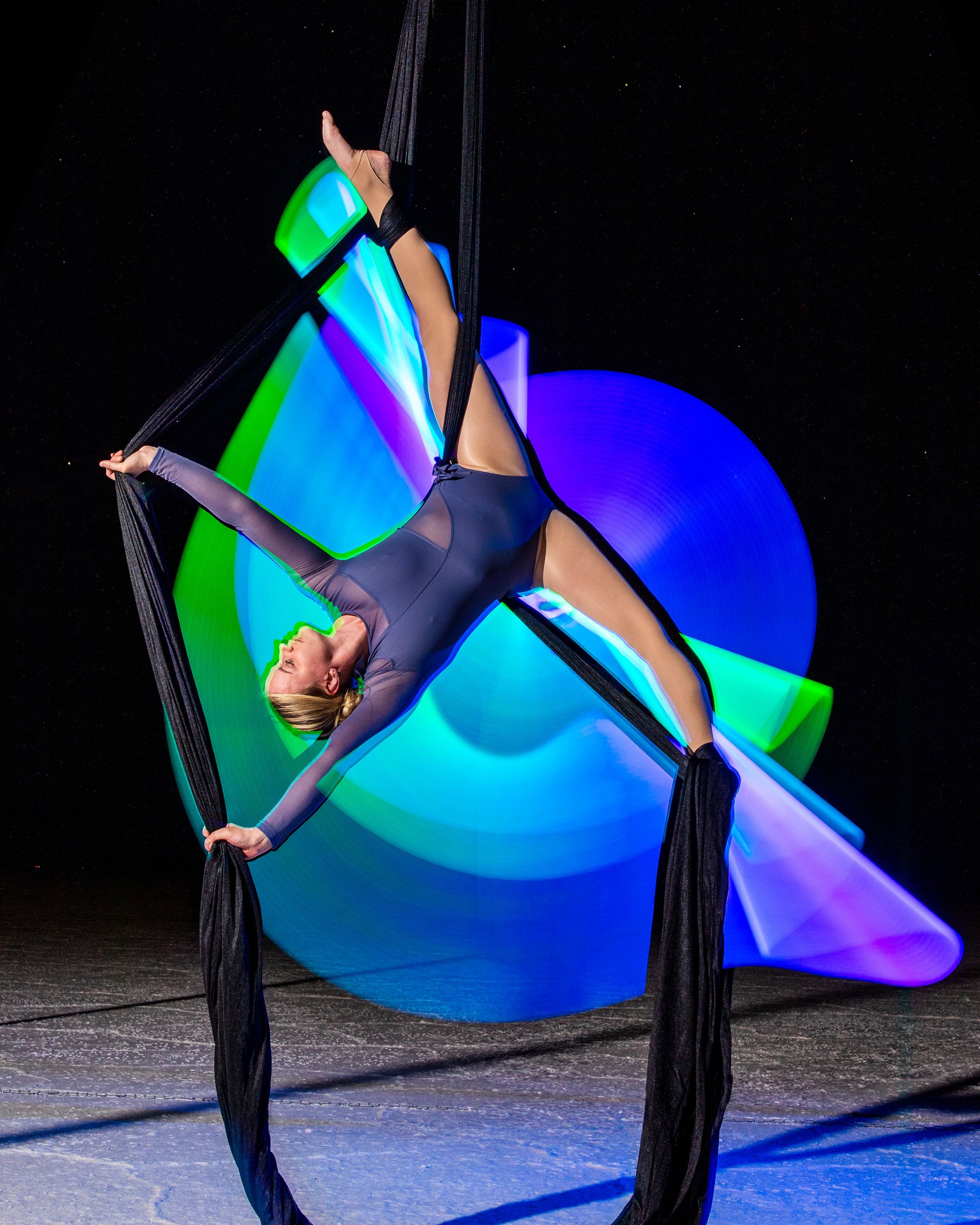 Aurora Ombre, modern aerial arts image mixing motion, color, and pro long-exposure aerial photography.