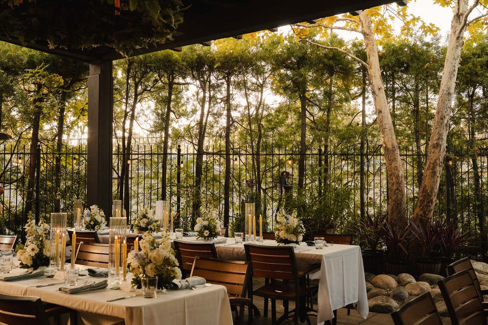 Elegant outdoor wedding reception table setup photographed by a Pasadena wedding photographer